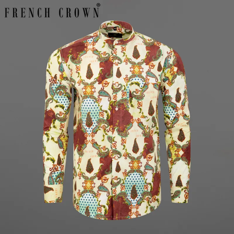 Early Dawn Quirky Printed Premium Satin Shirt sold by French Crown