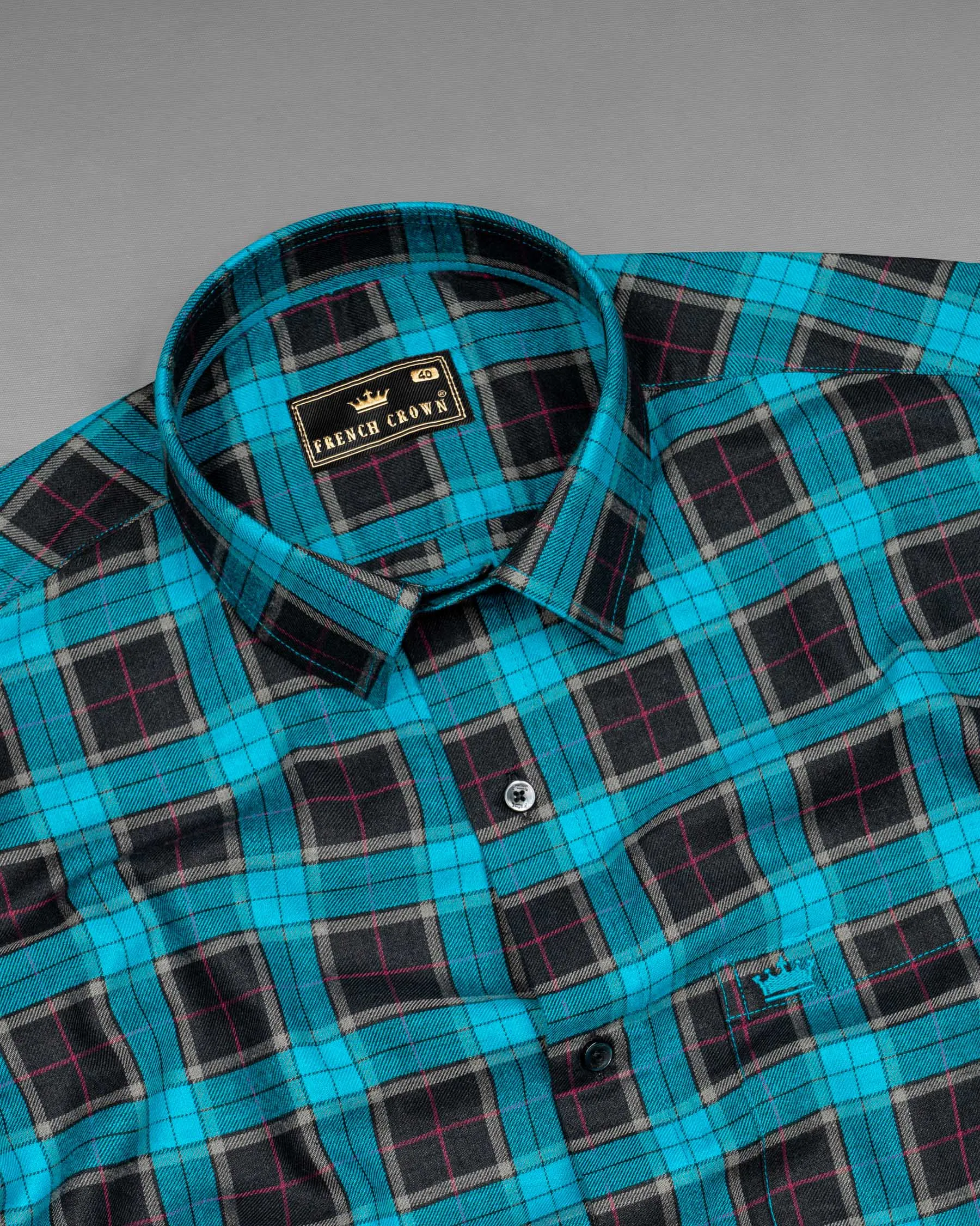 Artyclick Blue Twill Plaid Premium Cotton Shirt sold by French Crown product image thumbnail 5
