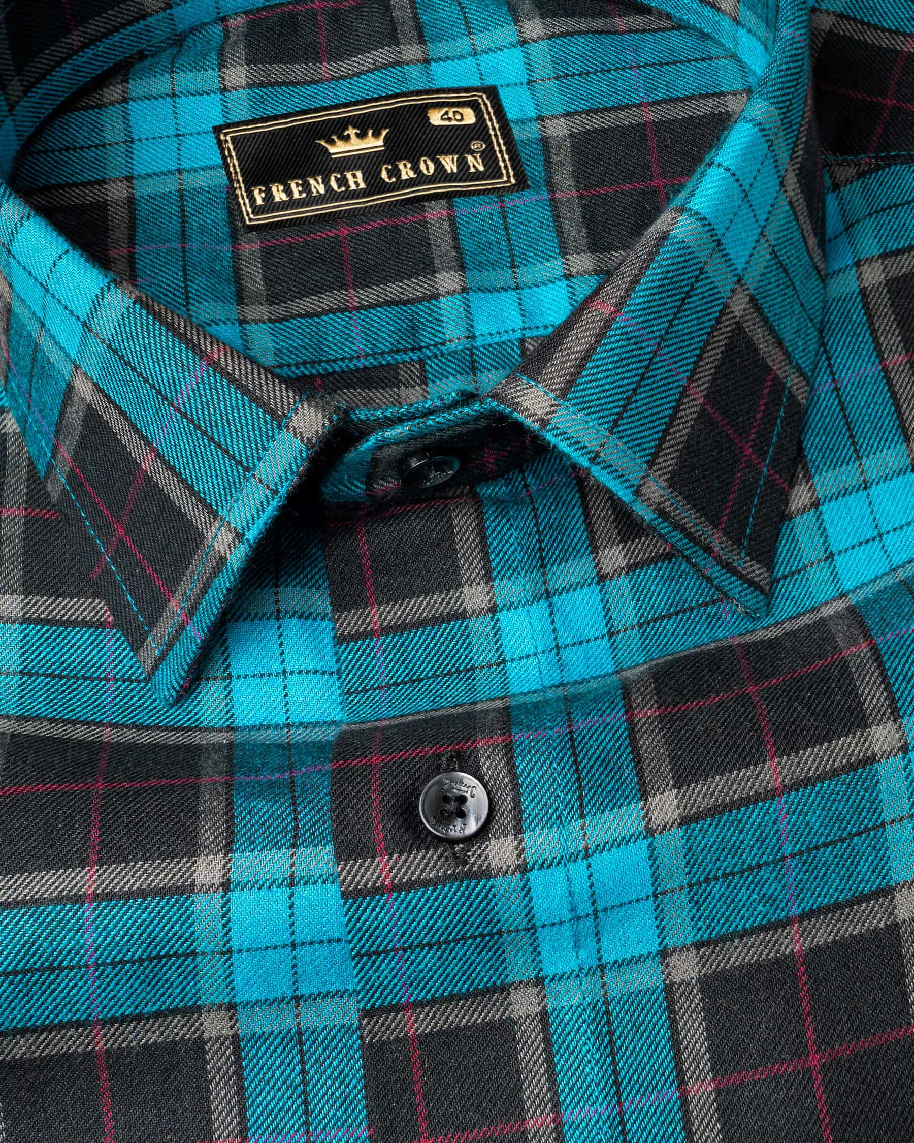 Artyclick Blue Twill Plaid Premium Cotton Shirt sold by French Crown product image thumbnail 4