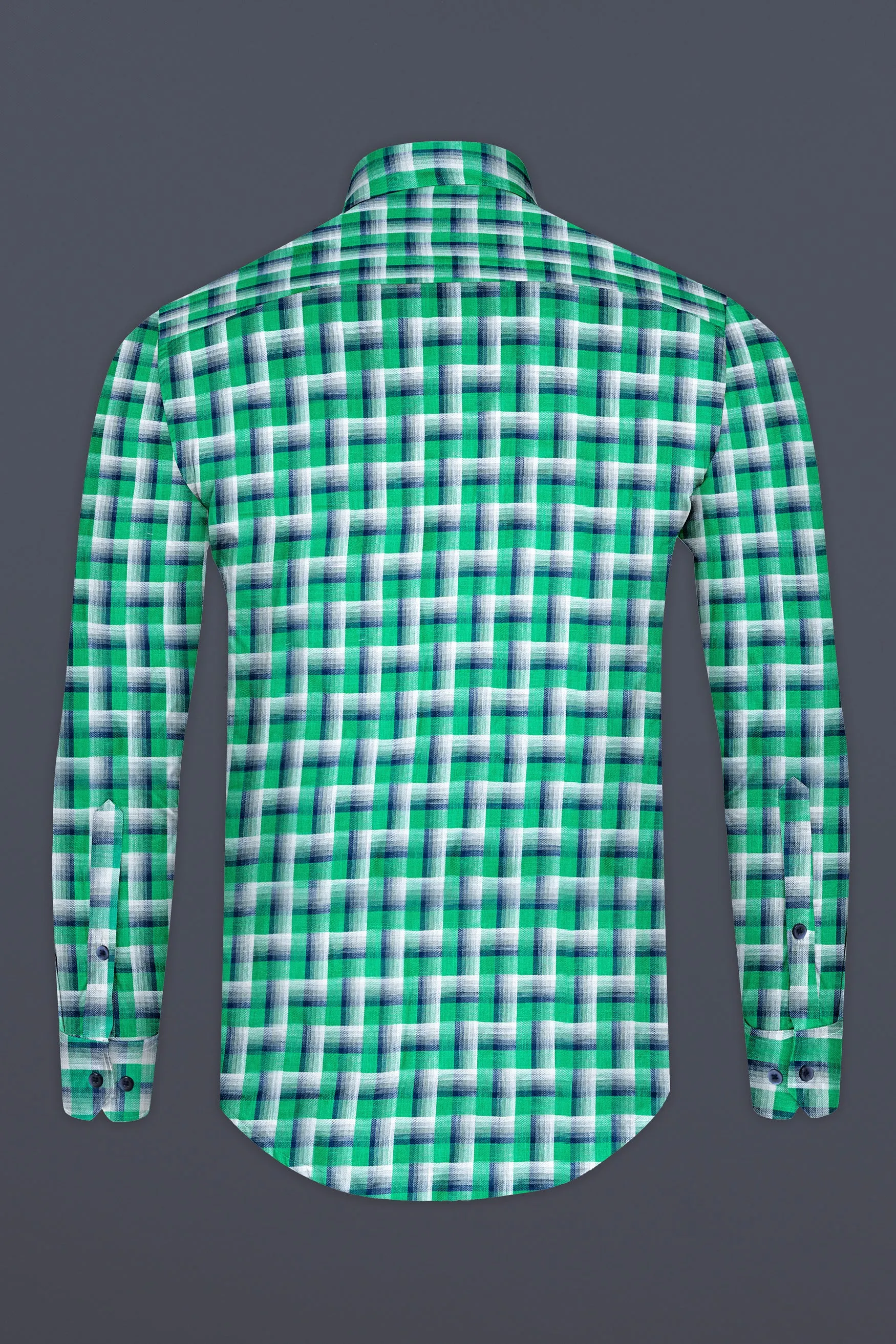 Acapulco Green and Bright White Twill Premium Cotton Shirt sold by French Crown product image thumbnail 5