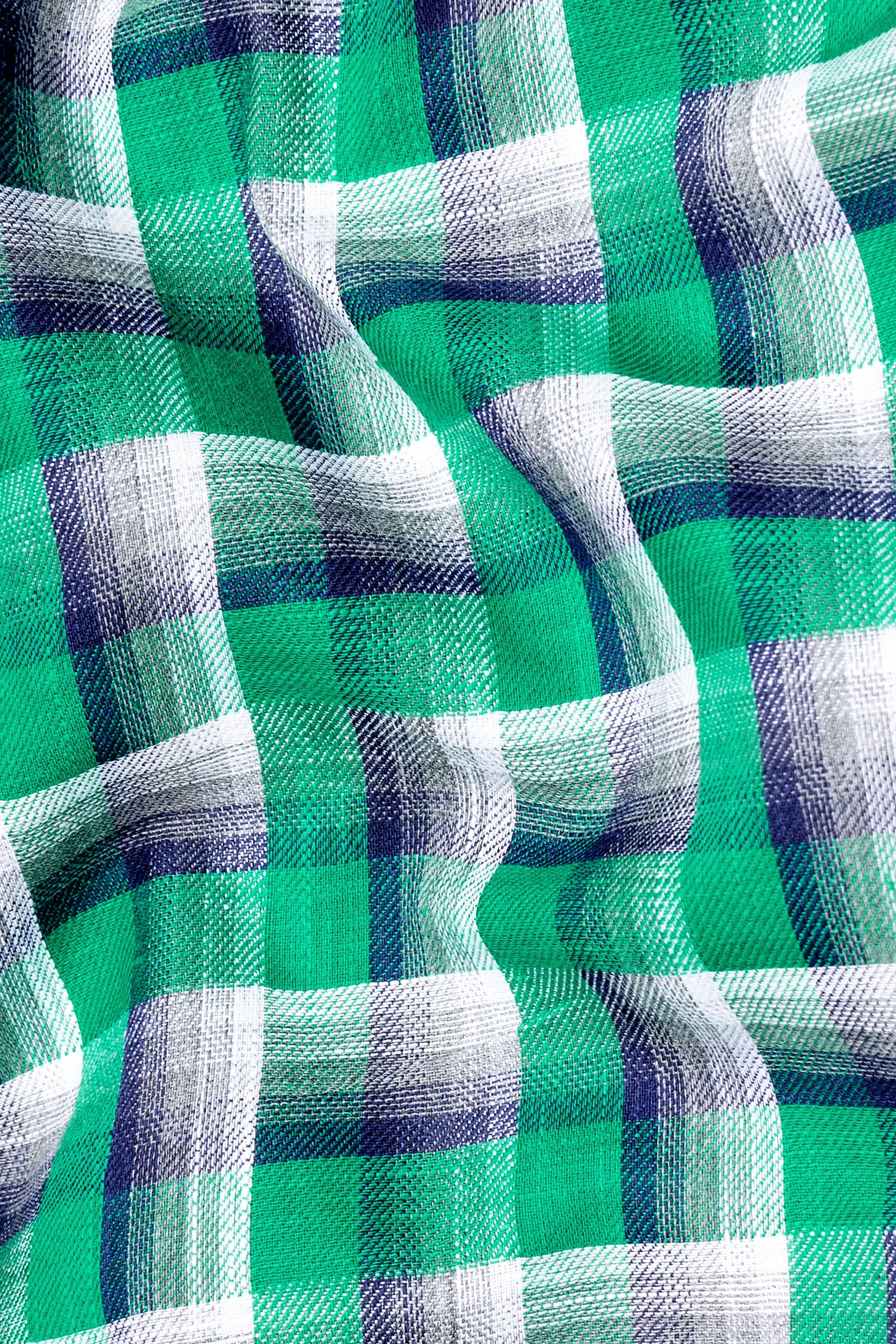 Acapulco Green and Bright White Twill Premium Cotton Shirt sold by French Crown product image thumbnail 2