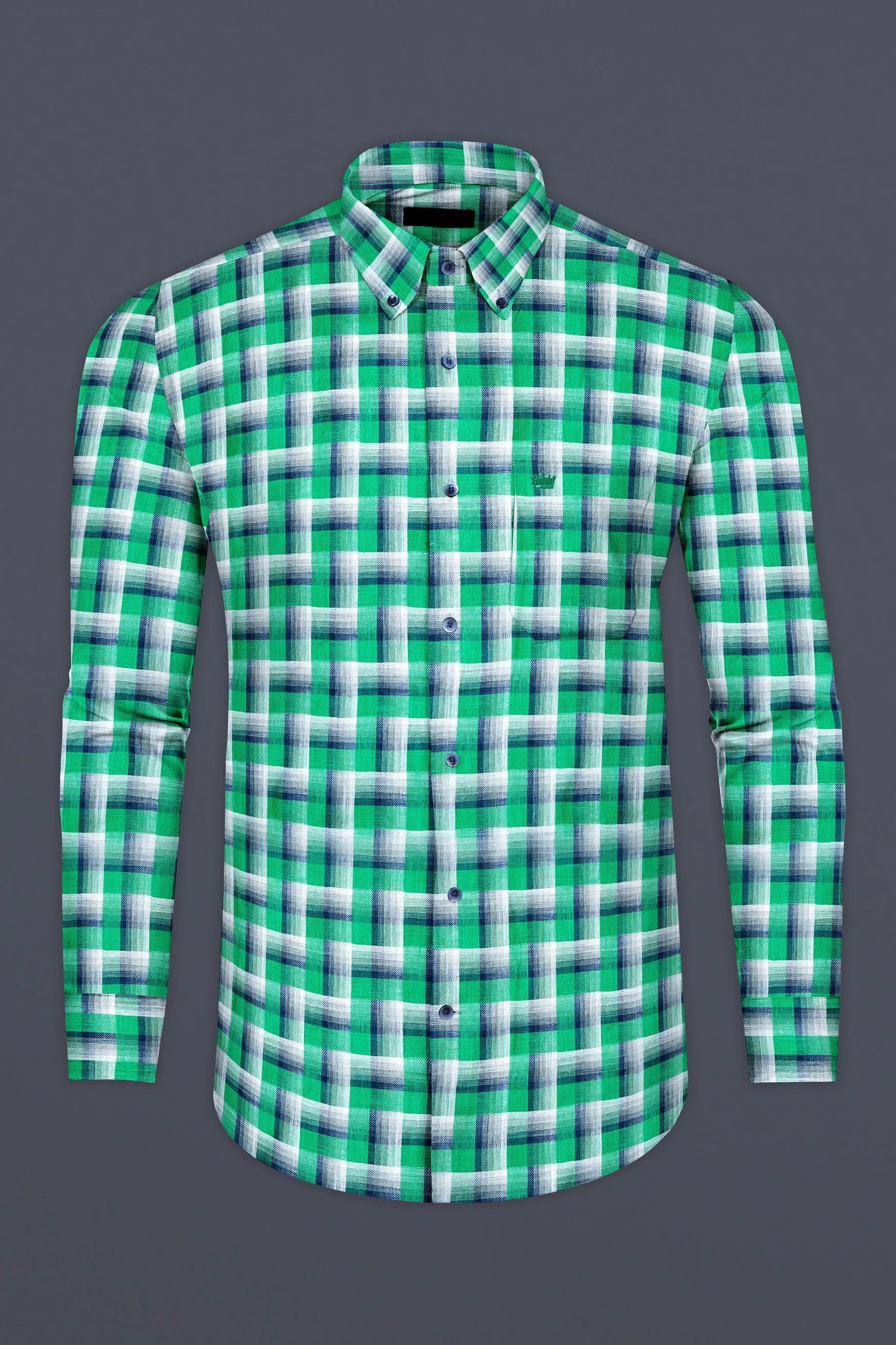 Acapulco Green and Bright White Twill Premium Cotton Shirt sold by French Crown product image thumbnail 4