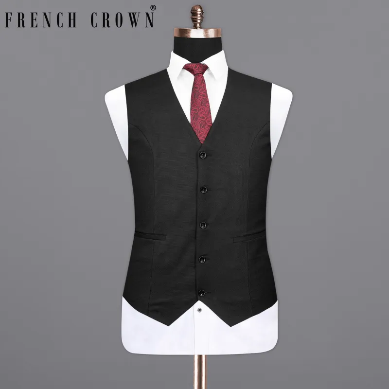 Jade Black Textured Waistcoat sold by French Crown