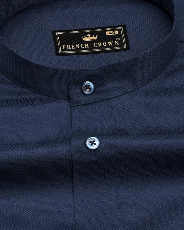 Haiti Blue Dobby Textured Premium Giza Cotton Shirt sold by French Crown