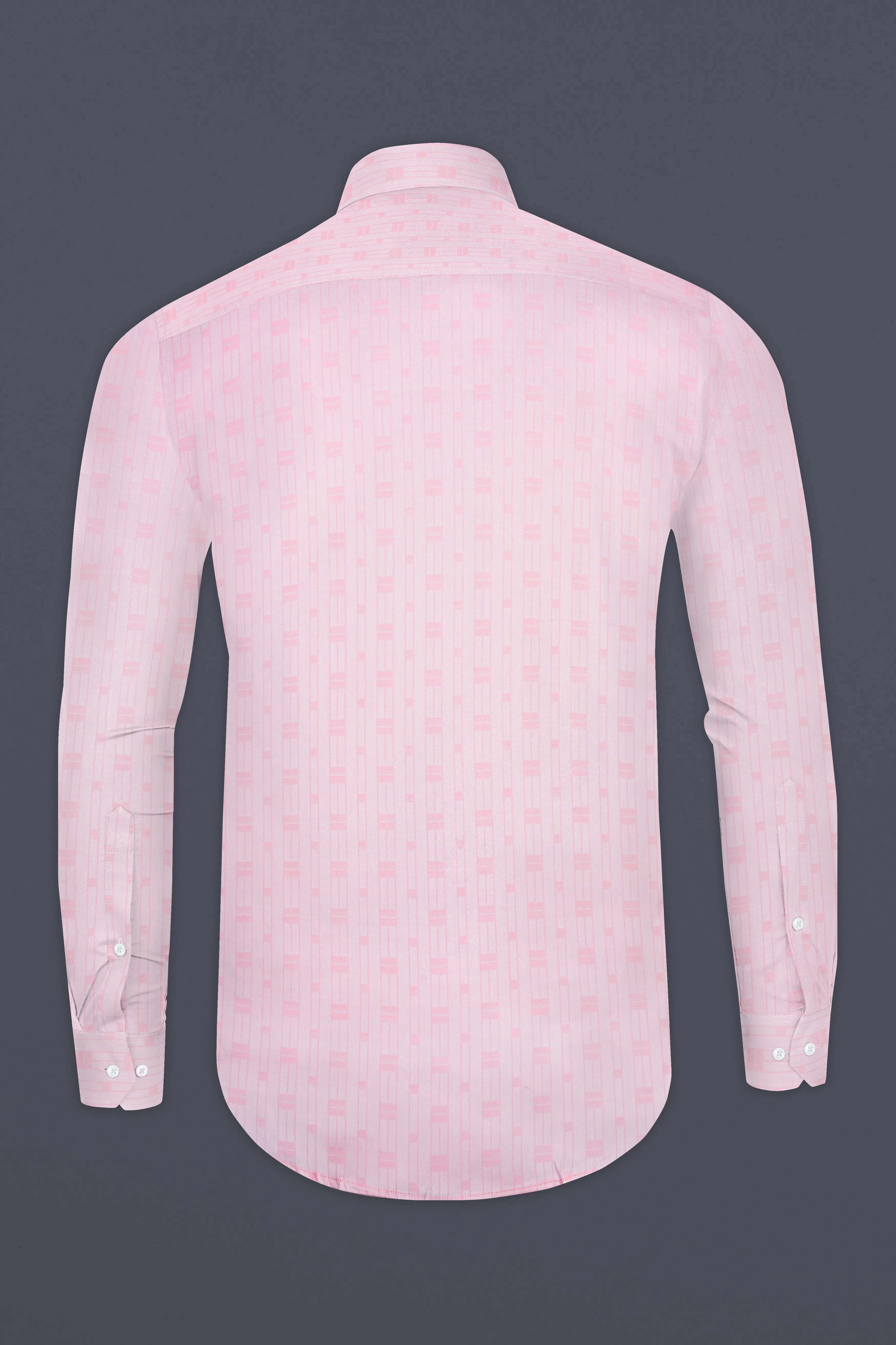 Blush Velvet-Vanilla Ice Pink Jacquard Textured Premium Cotton Dress Shirt sold by French Crown product image thumbnail 5