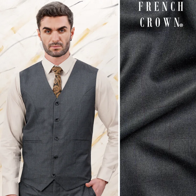 Arsenic Grey Wool Rich Waistcoat sold by French Crown
