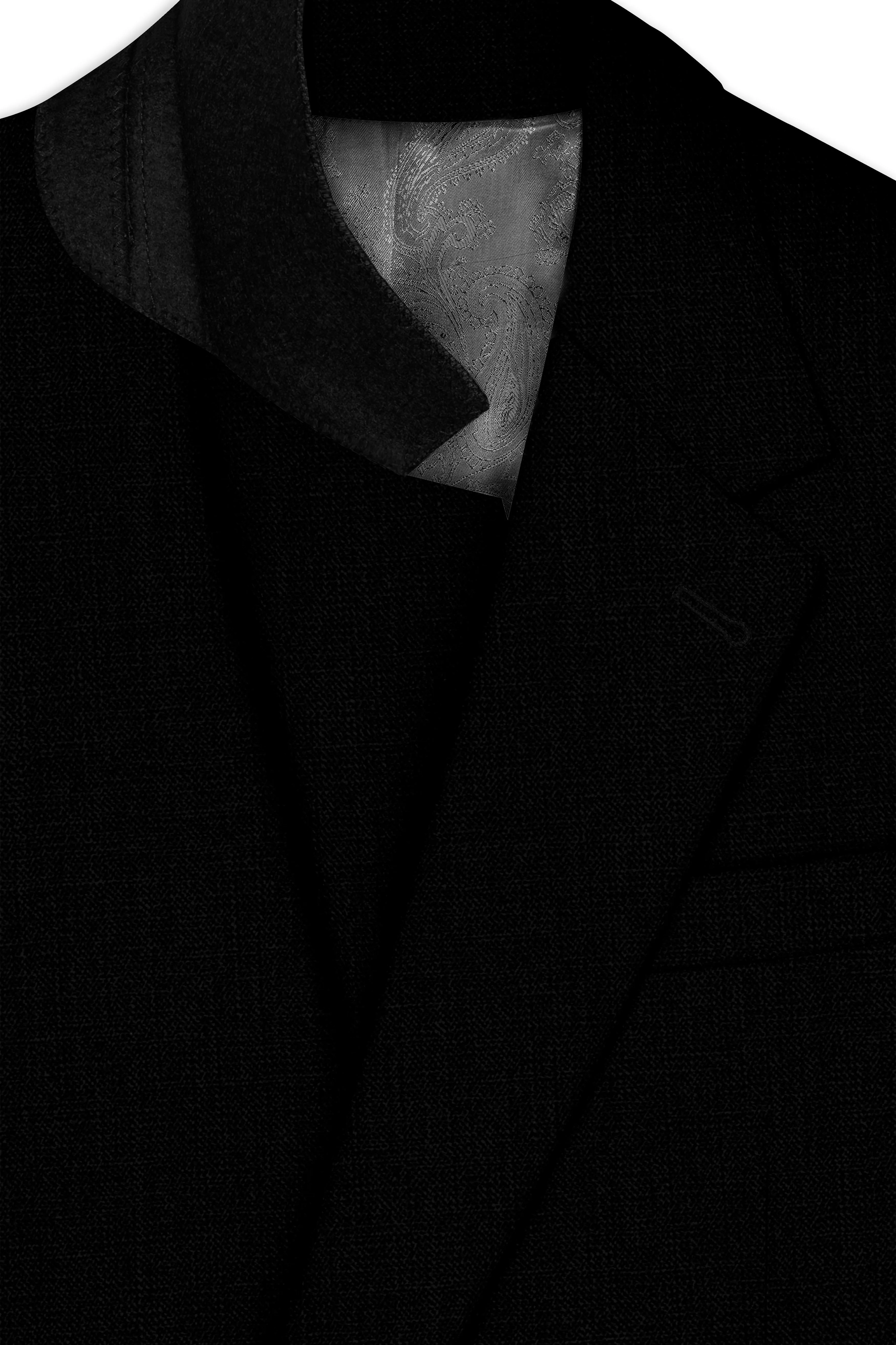 Jade Black Luxurious Linen Single Breasted Stretchable traveler Blazer sold by French Crown product image thumbnail 4