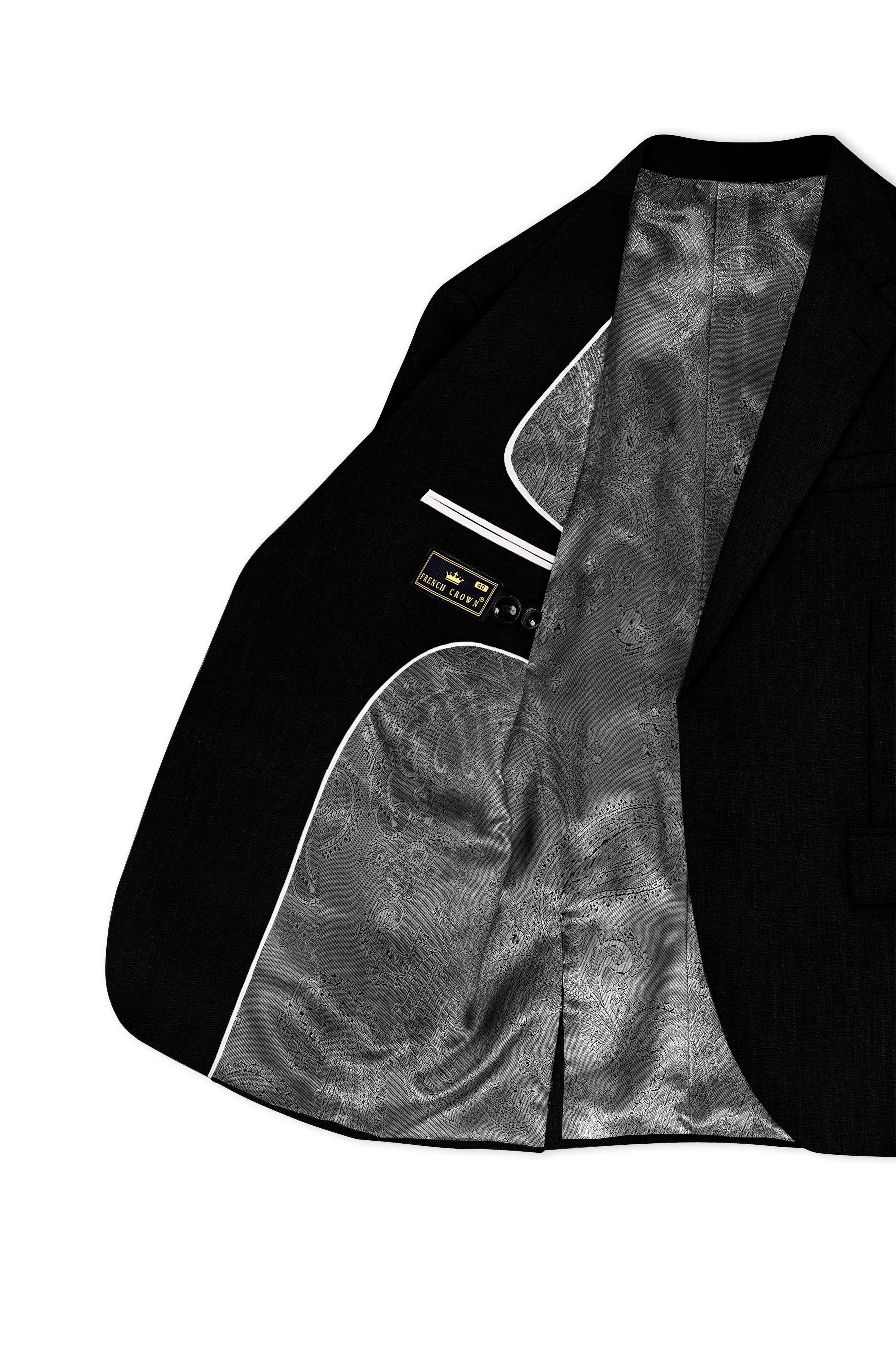 Jade Black Luxurious Linen Single Breasted Stretchable traveler Blazer sold by French Crown product image thumbnail 5