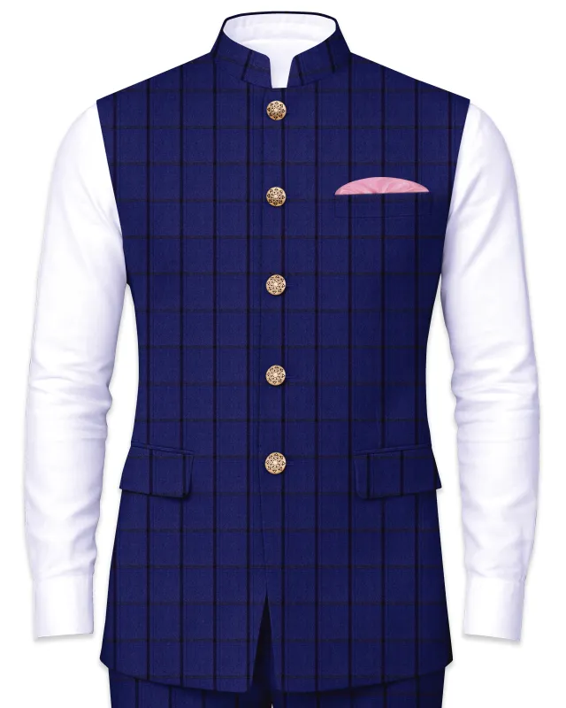 Dark Blue Nehru Jacket sold by French Crown