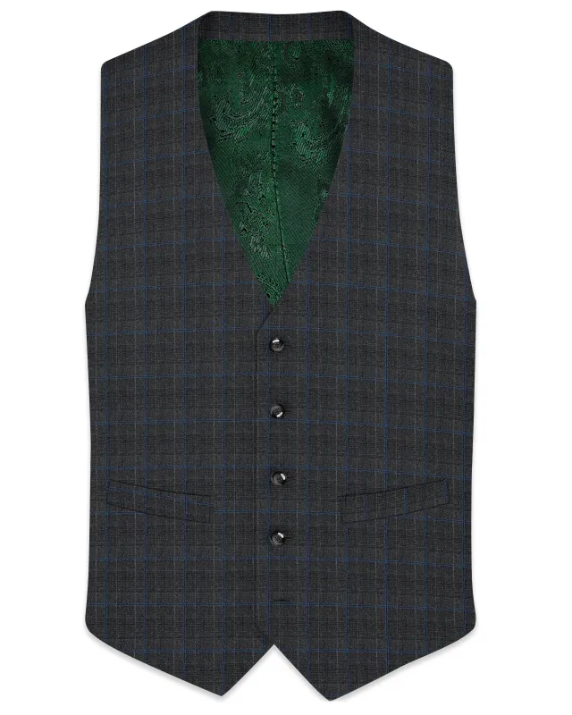 Cape Cod Gray Super fine Checkered Wool Rich Waistcoat sold by French Crown