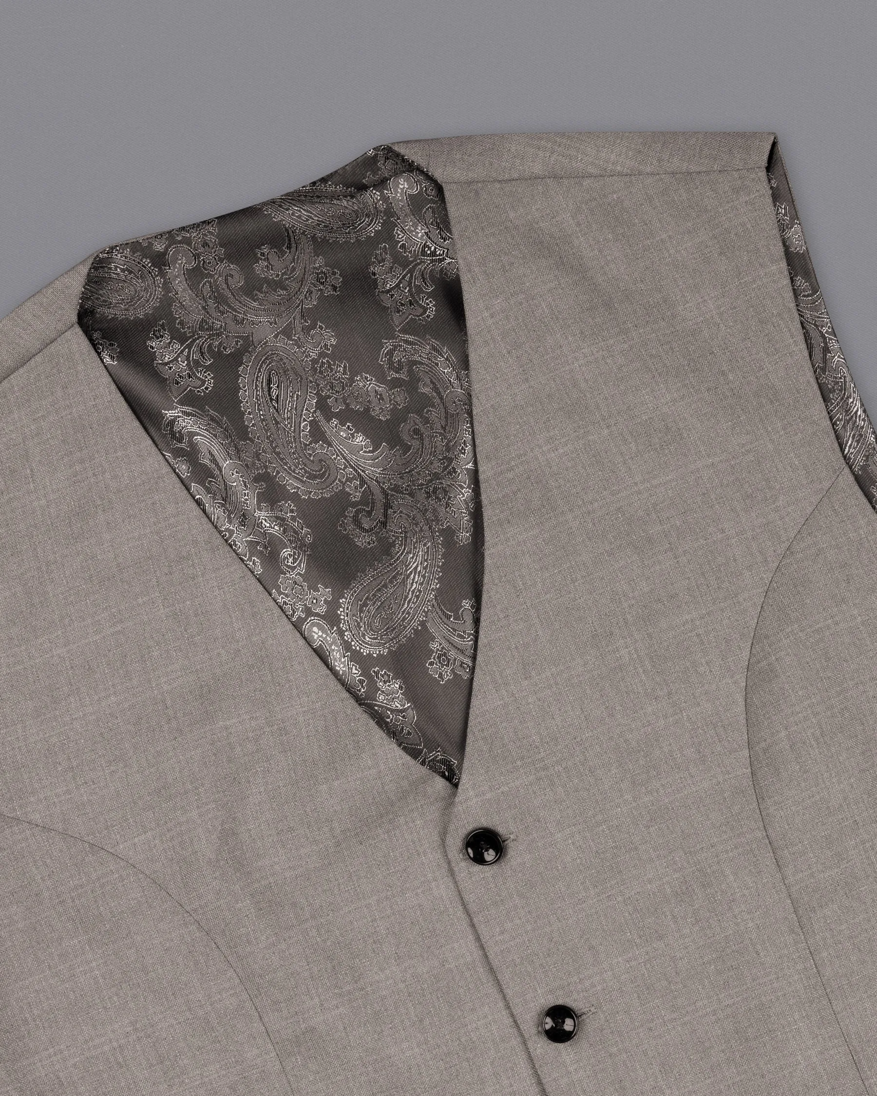 Venus Gray Subtle Plaid Wool Rich Waistcoat sold by French Crown product image thumbnail 4