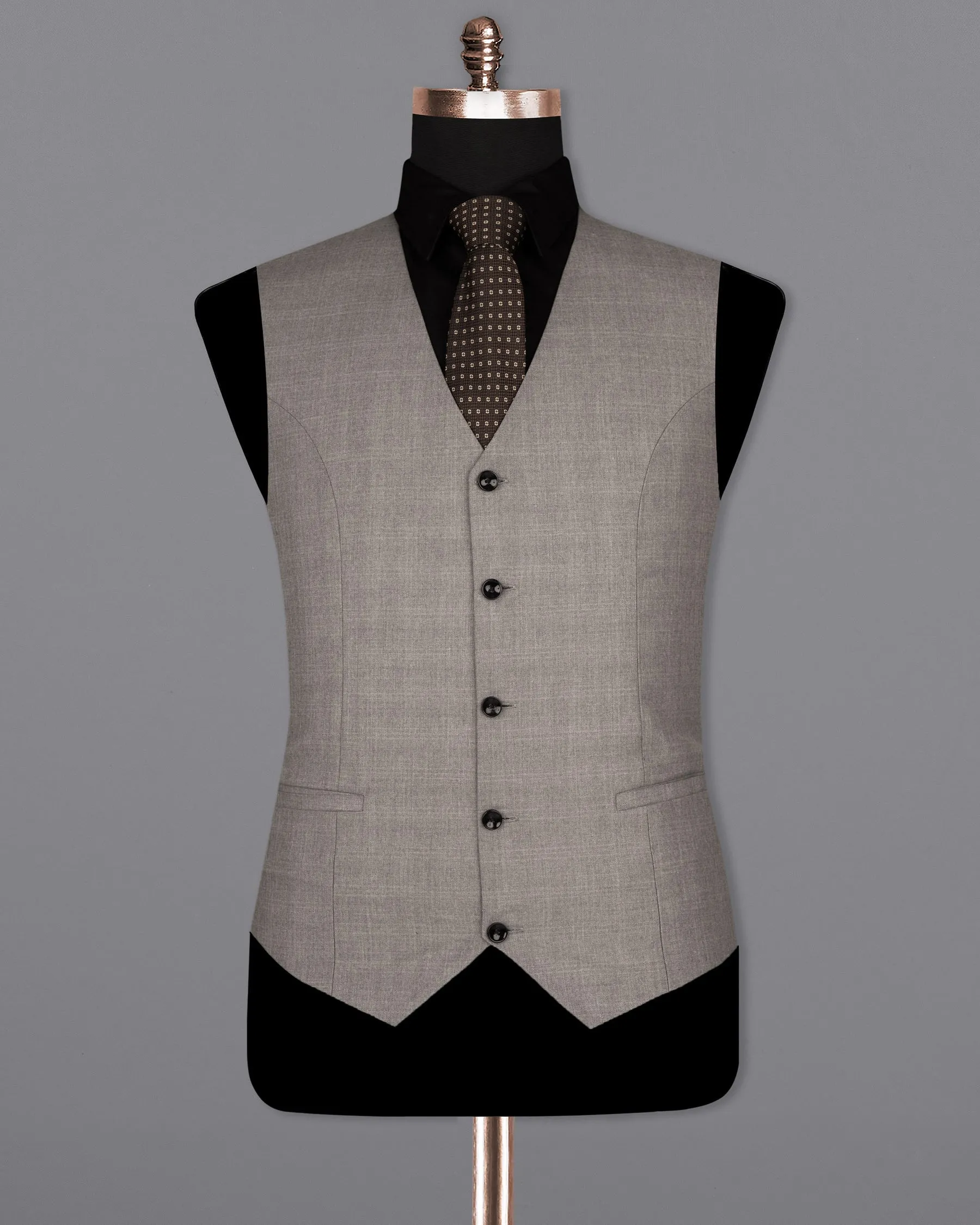Venus Gray Subtle Plaid Wool Rich Waistcoat sold by French Crown product image thumbnail 2