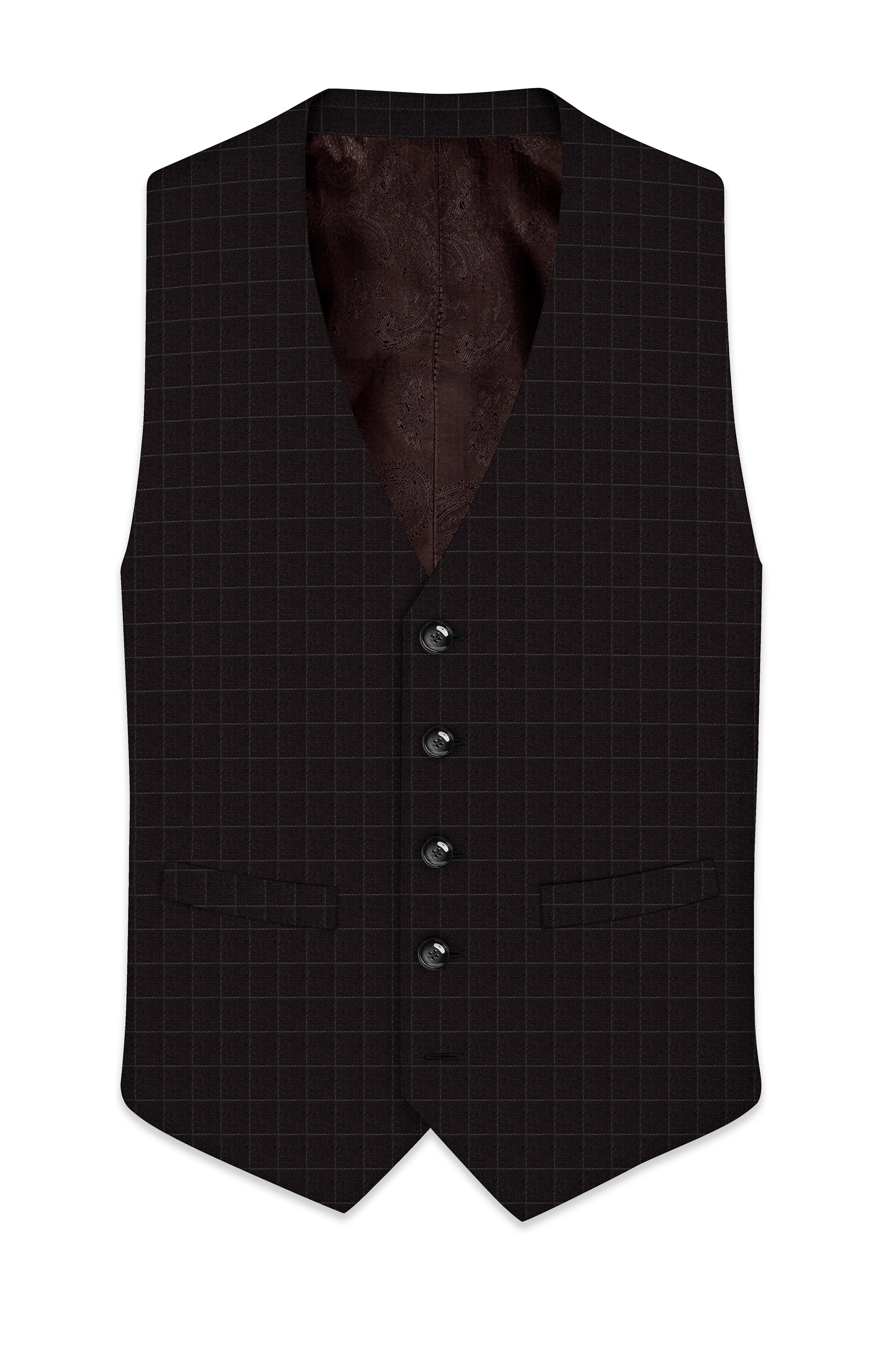 Thunder Brown Plaid Waistcoat sold by French Crown product image thumbnail 2