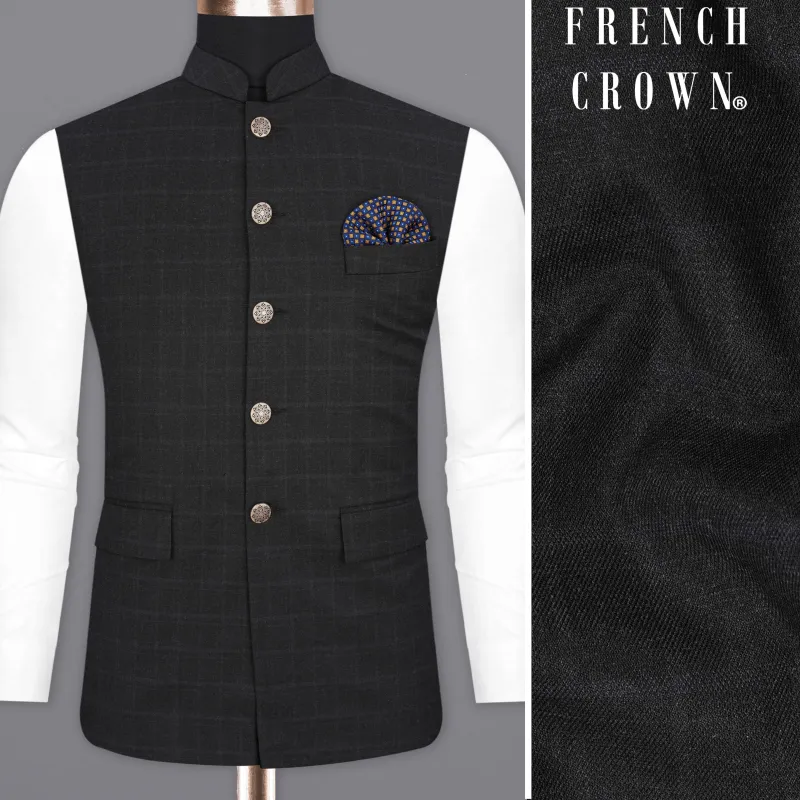 Shark Gray Plaid Nahru Jacket sold by French Crown