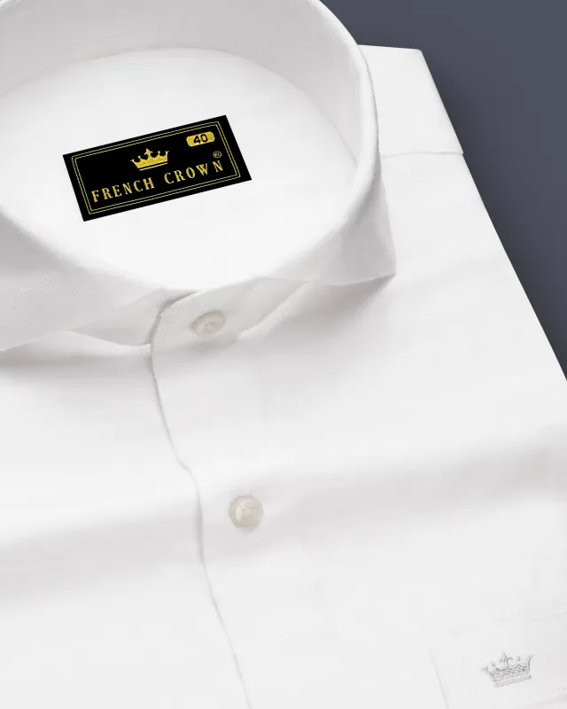 Bright White Subtle Striped Twill Premium Cotton Shirt sold by French Crown