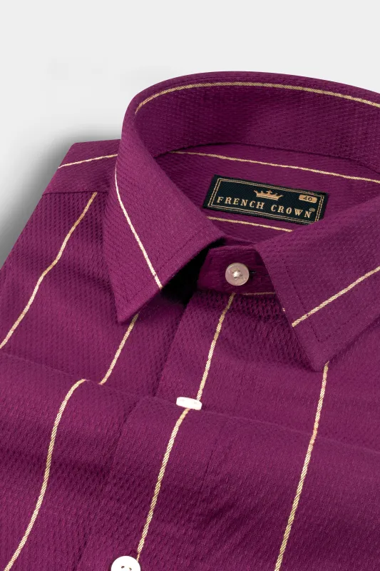 Royal Heath And Tumbleweed Striped Dobby Textured Premium Giza Cotton Shirt sold by French Crown