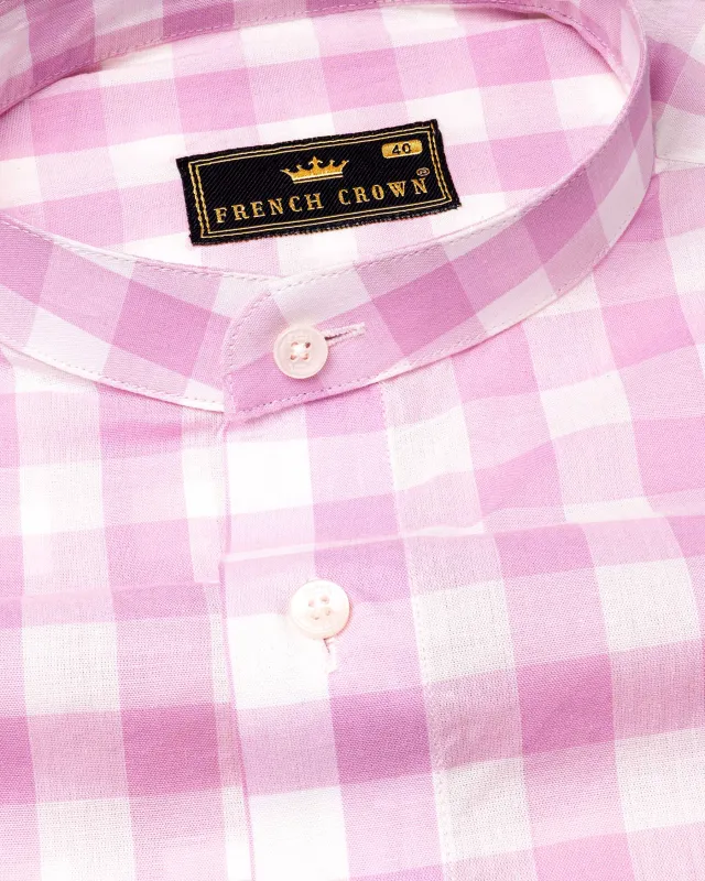 Chantilly Pink and White Checkered Premium Cotton Shirt sold by French Crown
