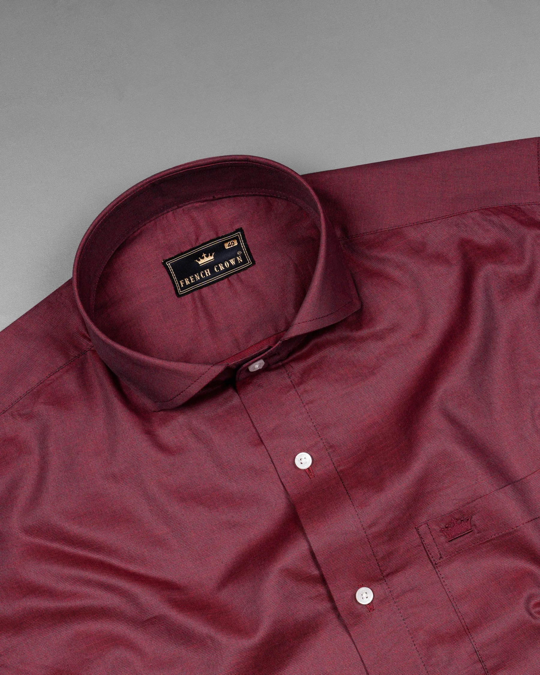 Cordovan Maroon Chambray Textured Shirt sold by French Crown product image thumbnail 4