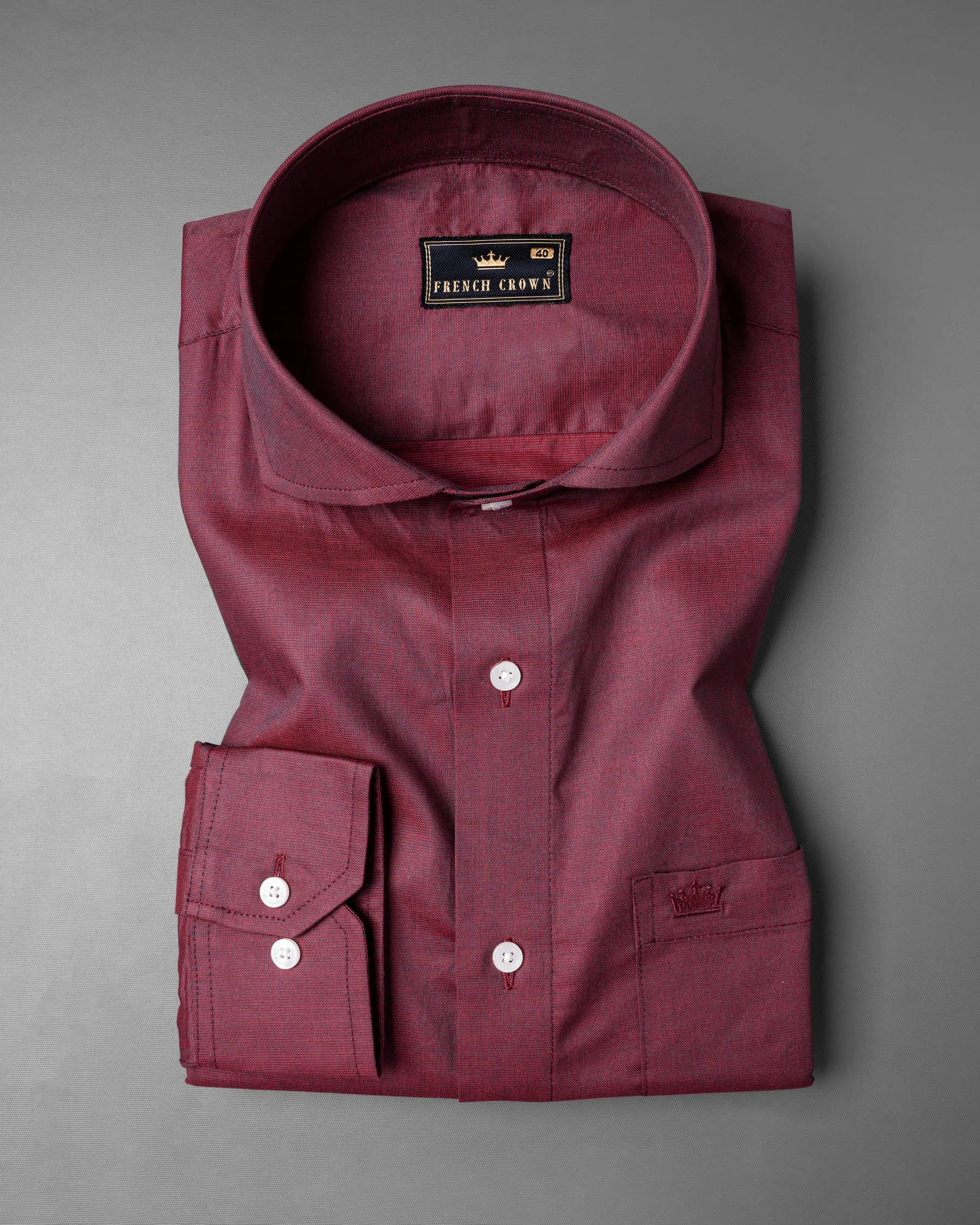 Cordovan Maroon Chambray Textured Shirt sold by French Crown product image thumbnail 3