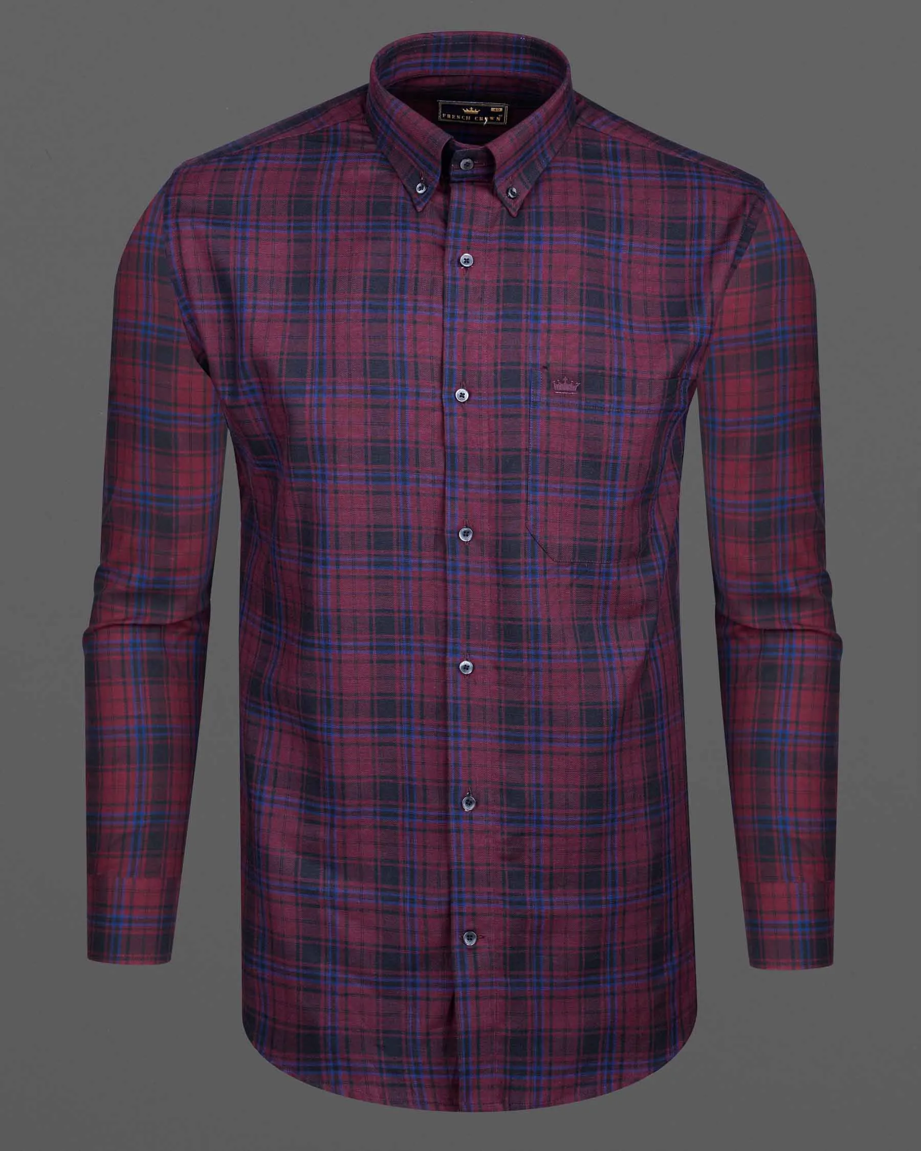 Tawny Port Twill Plaid Premium Cotton Shirt sold by French Crown product image thumbnail 5