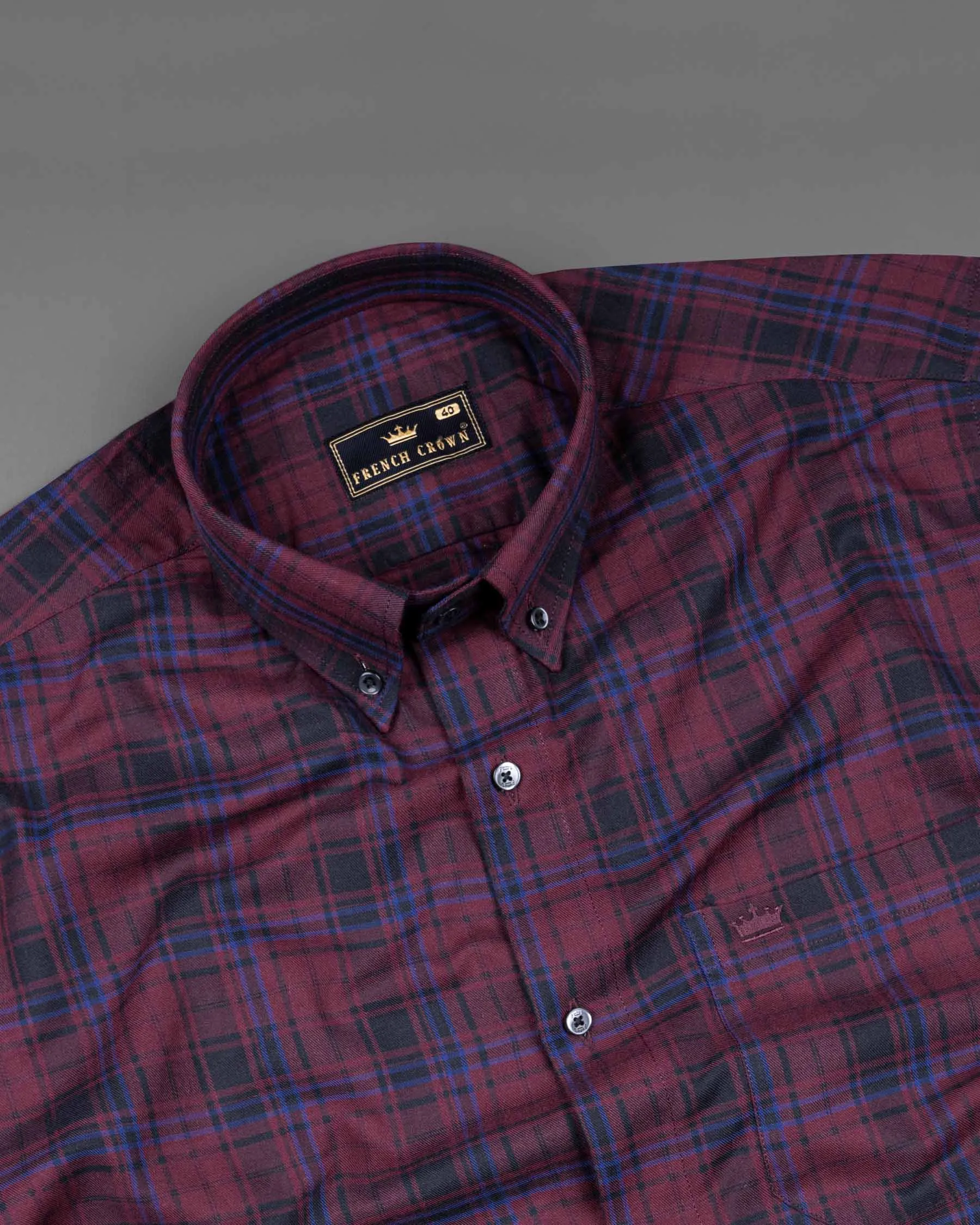 Tawny Port Twill Plaid Premium Cotton Shirt sold by French Crown product image thumbnail 4