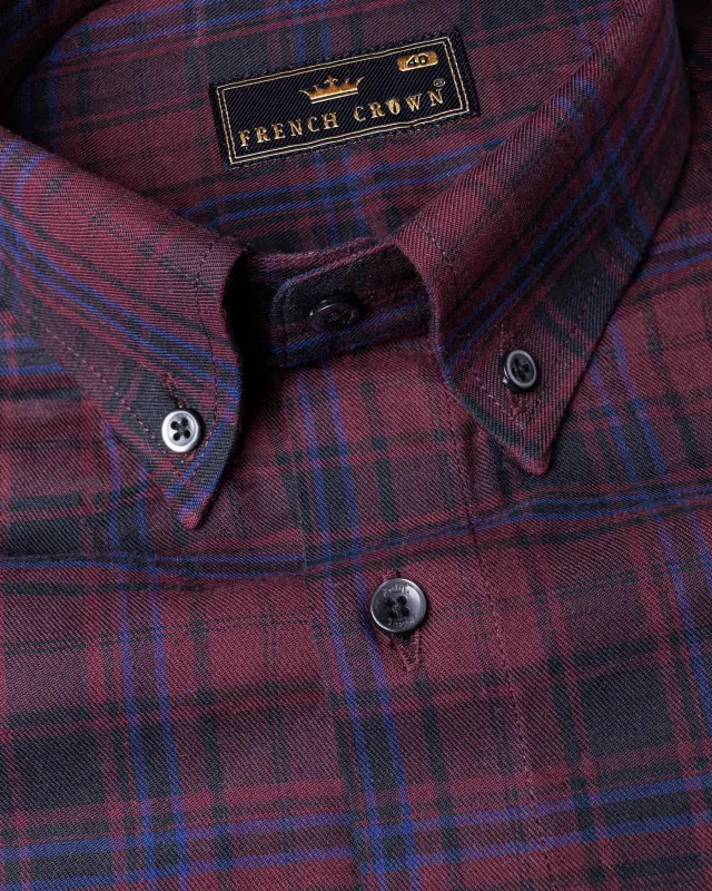 Tawny Port Twill Plaid Premium Cotton Shirt sold by French Crown