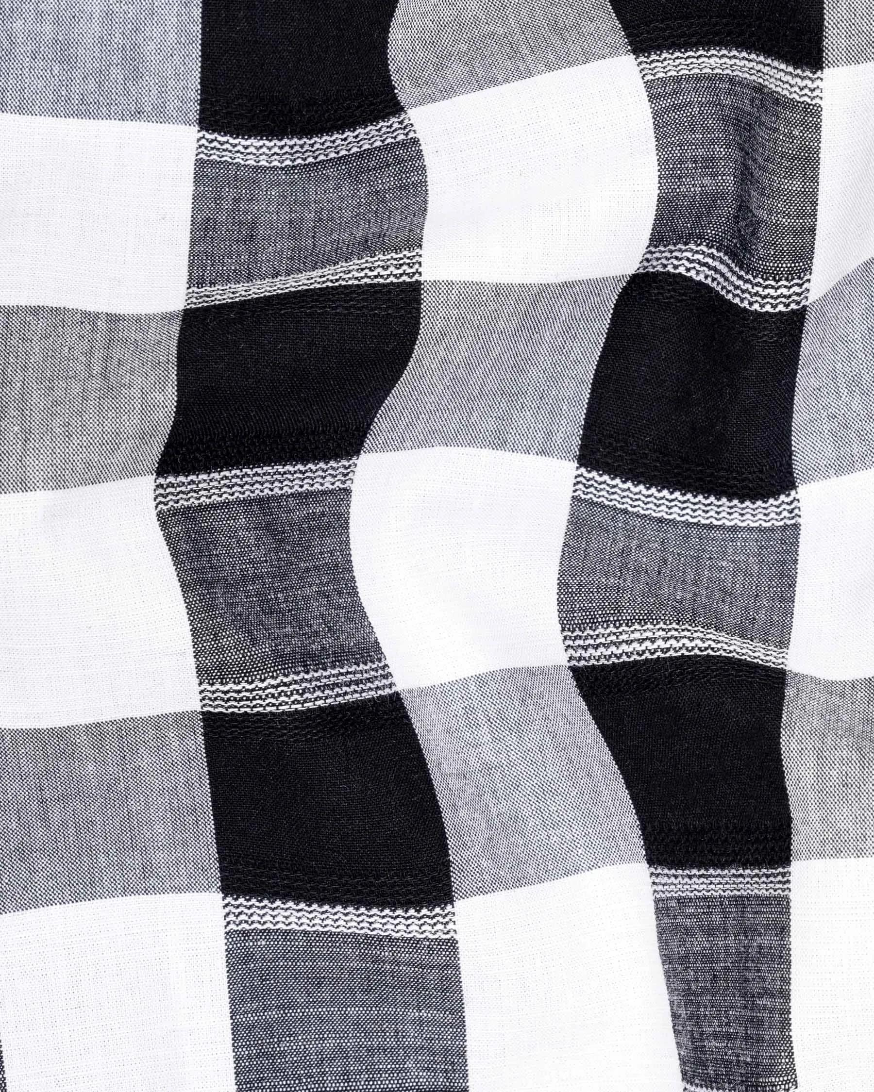 Black and White Checkered Dobby Textured Premium Giza Cotton Shirt sold by French Crown product image thumbnail 2