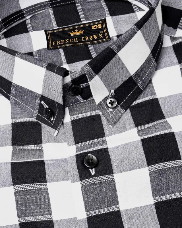 Black and White Checkered Dobby Textured Premium Giza Cotton Shirt sold by French Crown