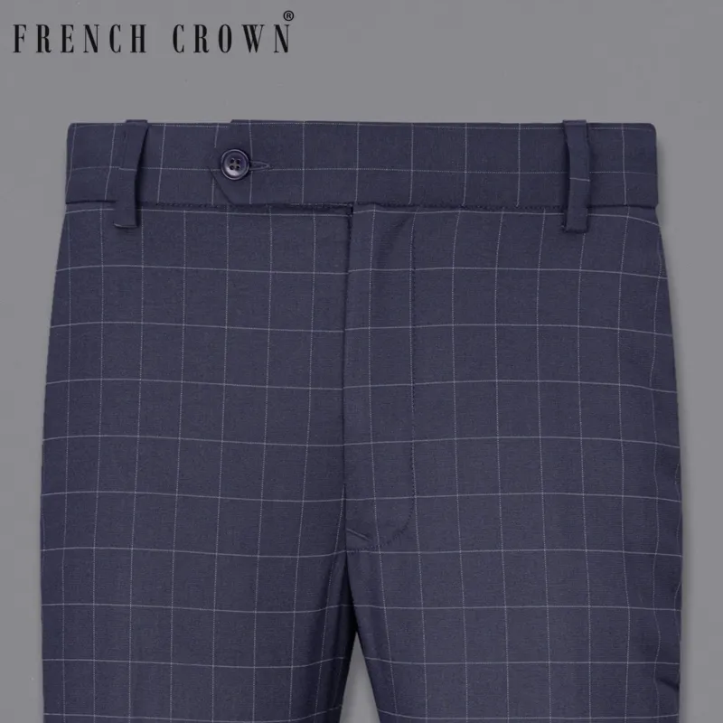 Gun Powder Blue Plaid Pant sold by French Crown