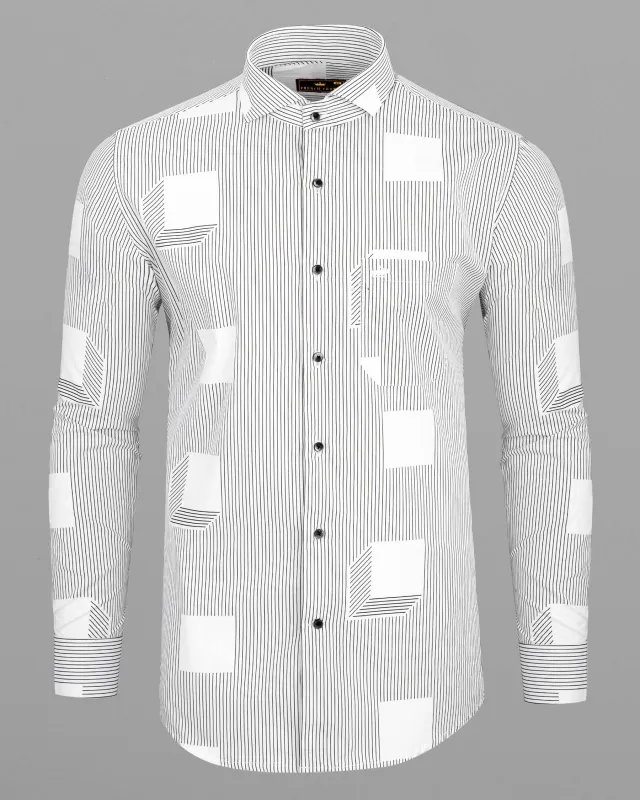 Bright White 3D Box Patterned Premium Cotton Shirt made by French Crown