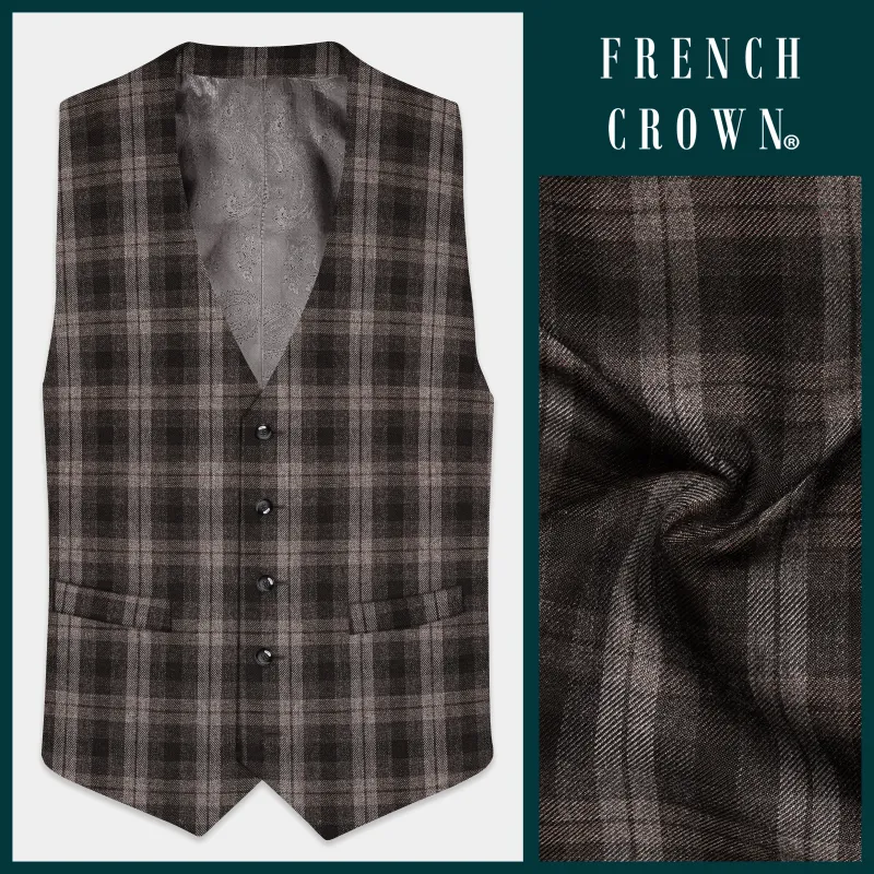 AutumnHaven-Umber Brown Plaid Tweed Waistcoat sold by French Crown