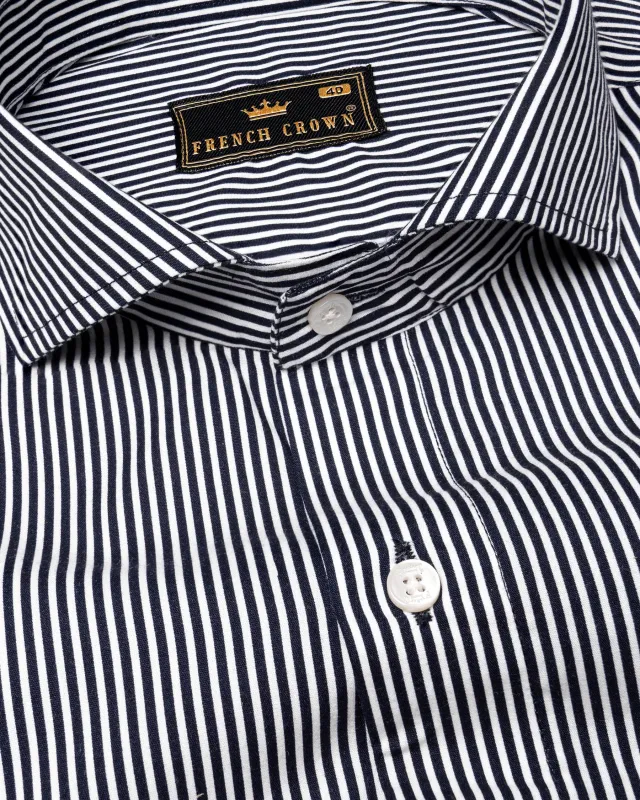 Bright White Striped Premium Cotton Shirt sold by French Crown