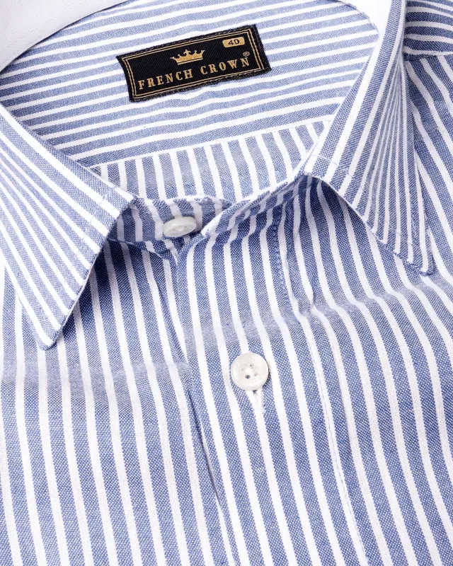 Chetwode Blue with White Striped Royal Oxford Shirt sold by French Crown