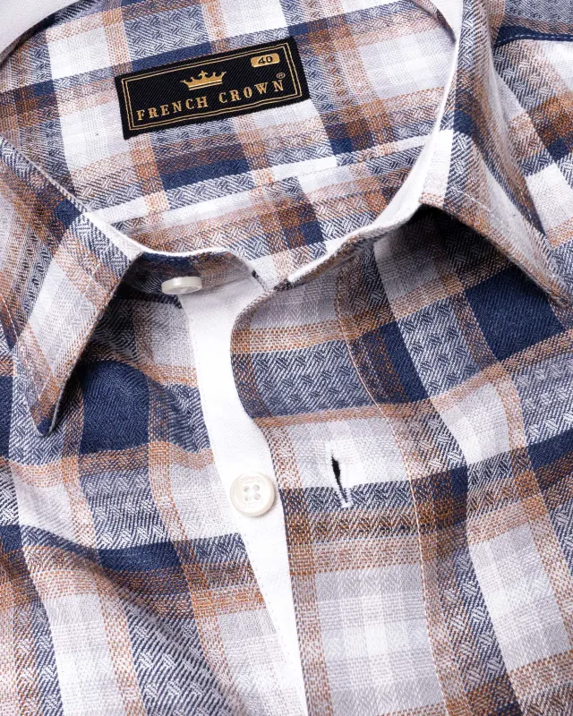 Ferra with Mulled Wine Blue Twill Plaid Premium Cotton Shirt sold by French Crown