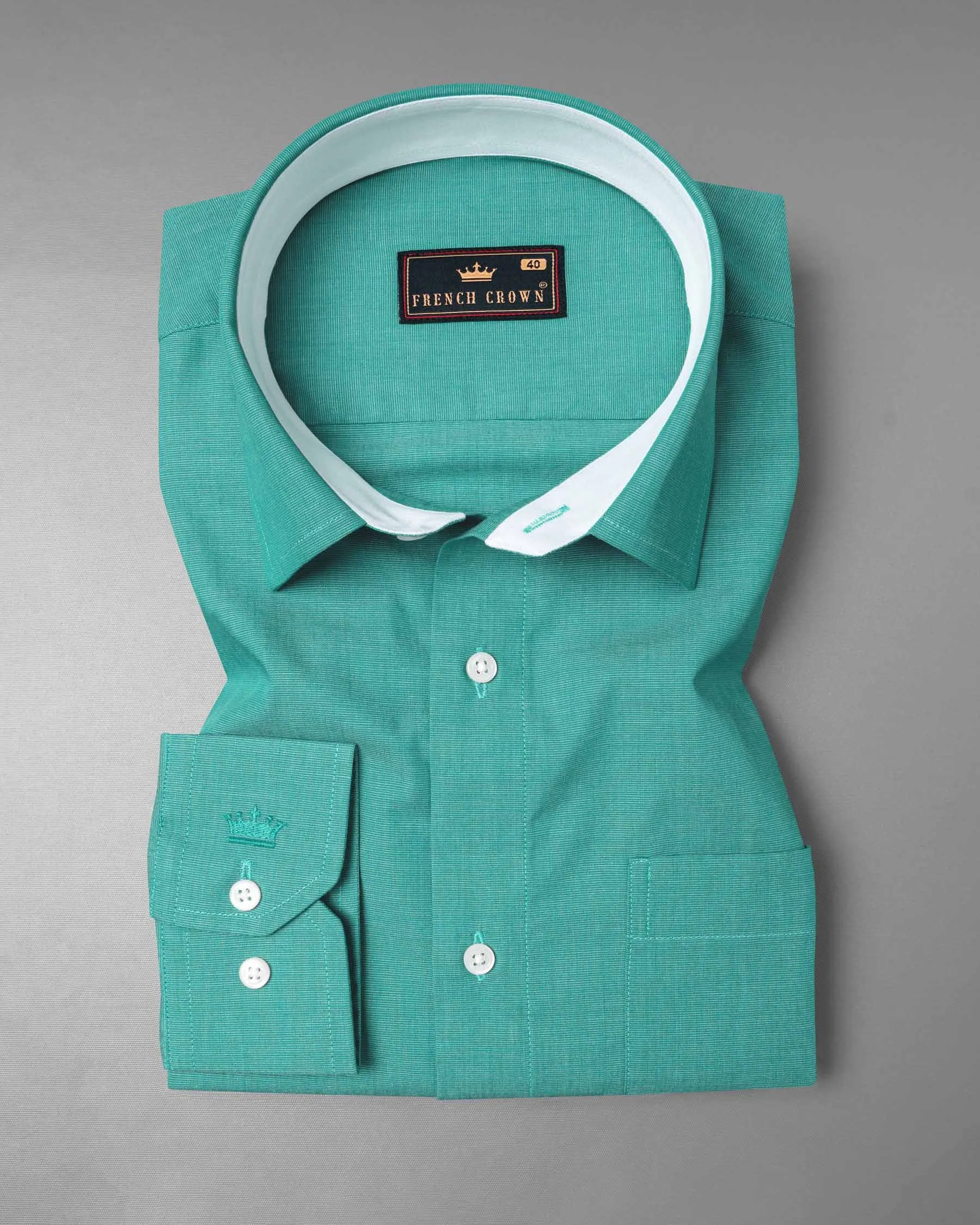 Keppel Green Chambray Premium Cotton Shirt sold by French Crown product image thumbnail 3