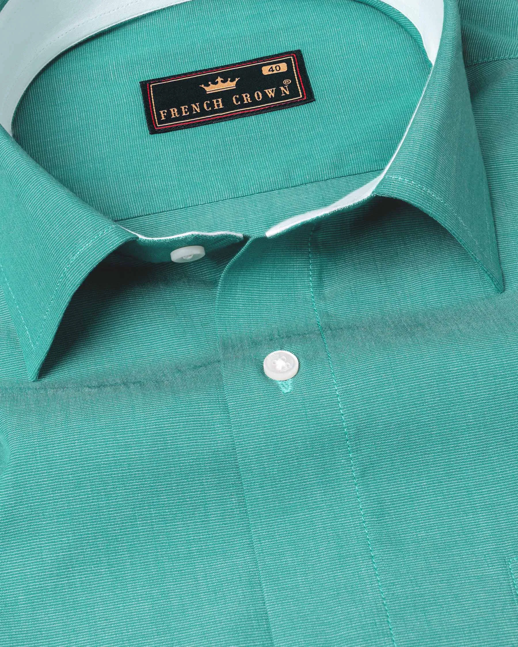 Keppel Green Chambray Premium Cotton Shirt sold by French Crown