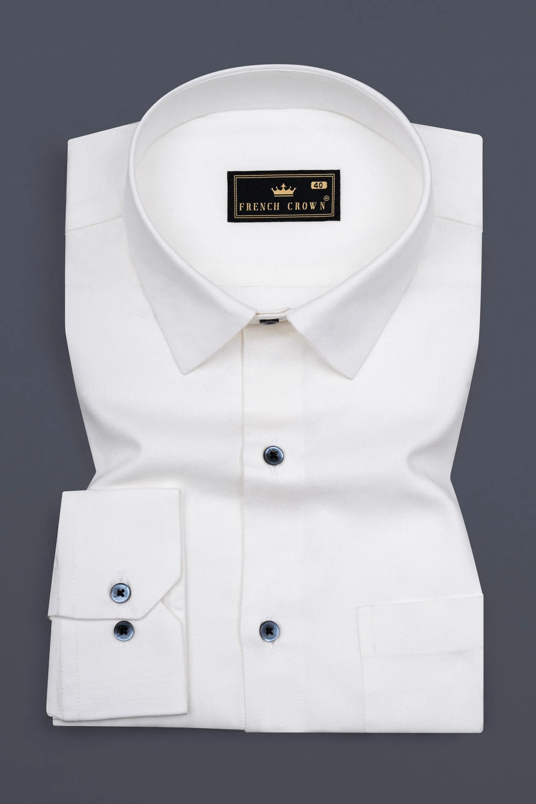 Bright White Dobby Premium Giza Cotton Shirt sold by French Crown product image thumbnail 3
