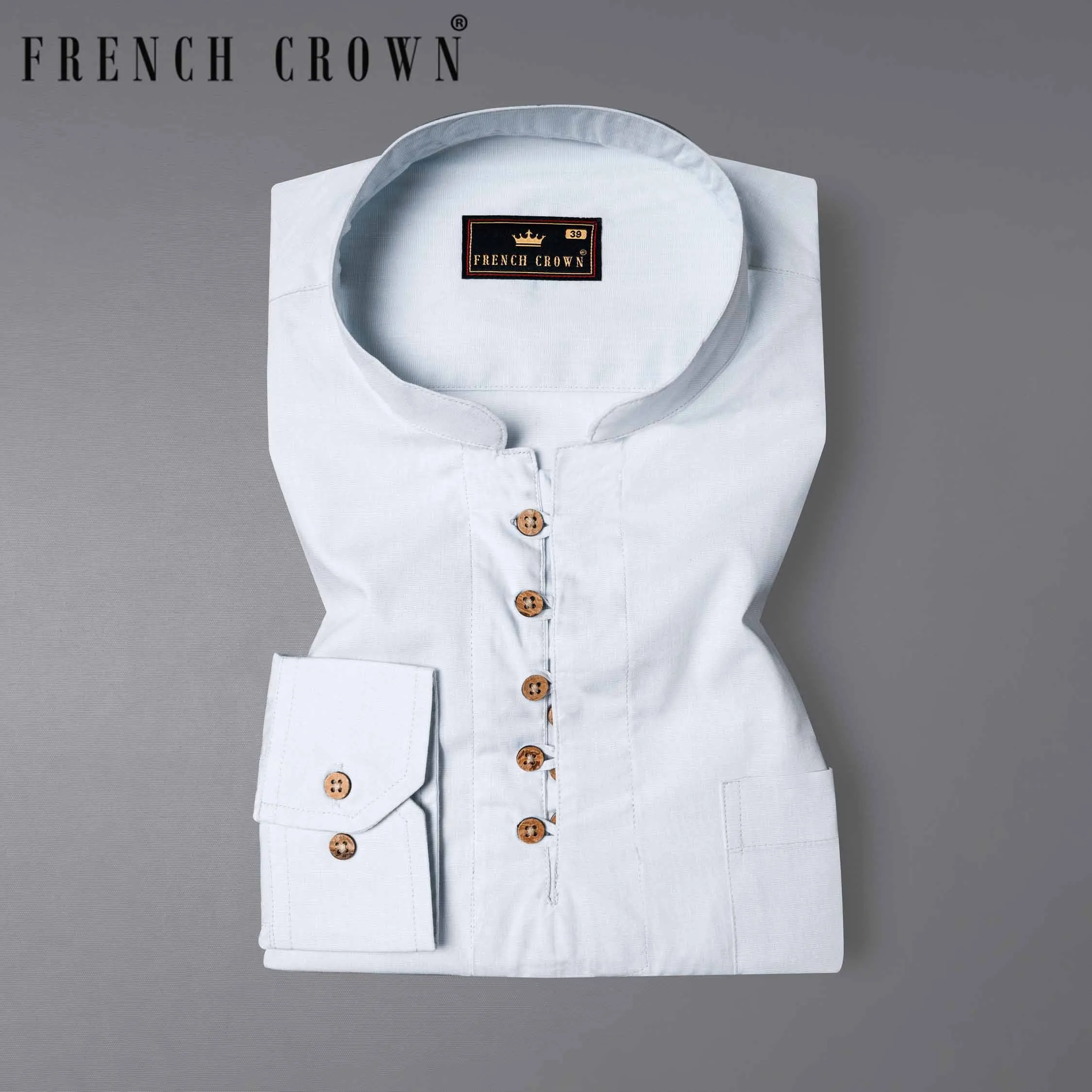 Off White Chambray Chambray Textured Premium Cotton Shirt sold by French Crown