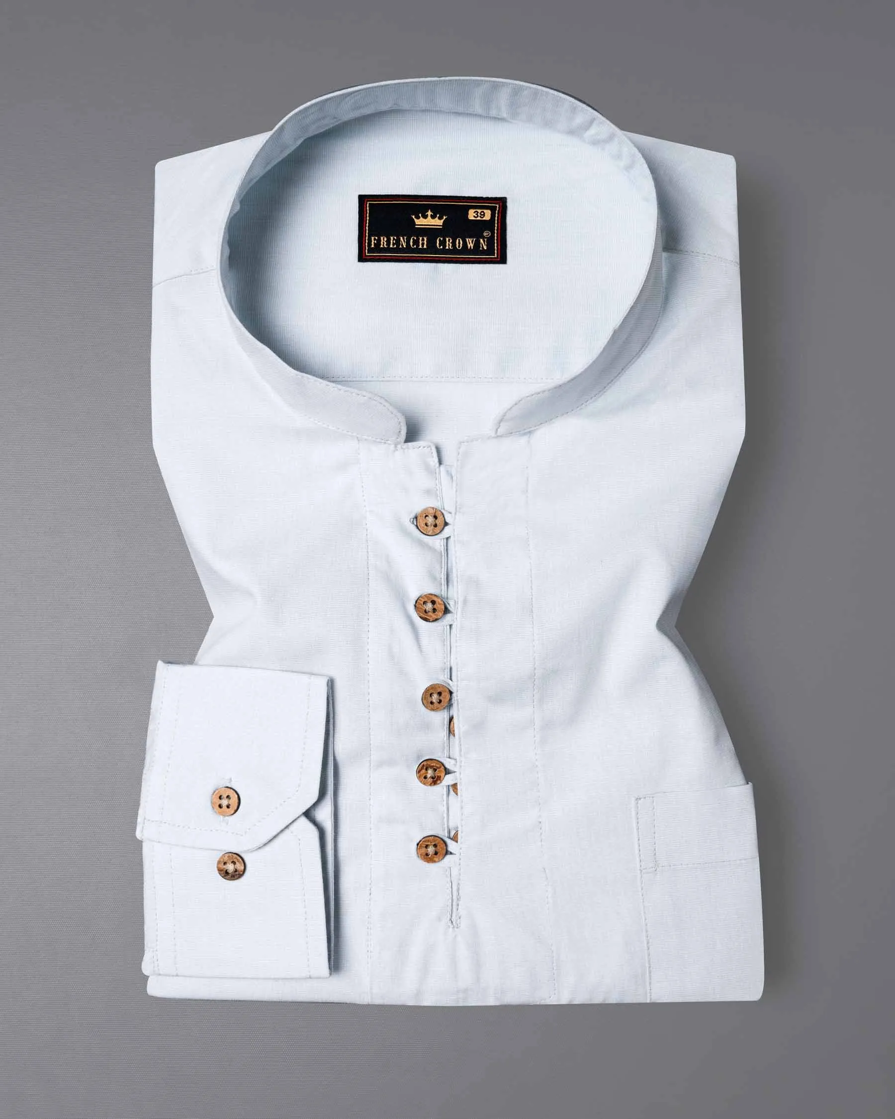 Off White Chambray Chambray Textured Premium Cotton Shirt sold by French Crown product image thumbnail 2