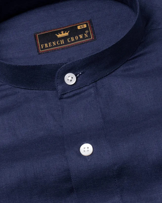 Bunting Blue Luxurious Linen Shirt sold by French Crown
