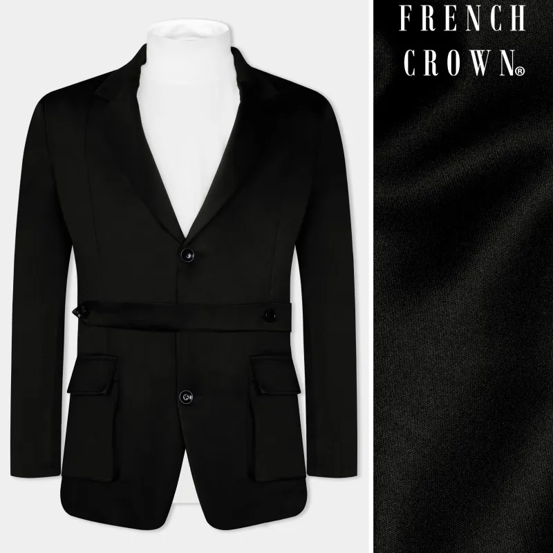 Jade Black Wool Rich Designer Blazer sold by French Crown