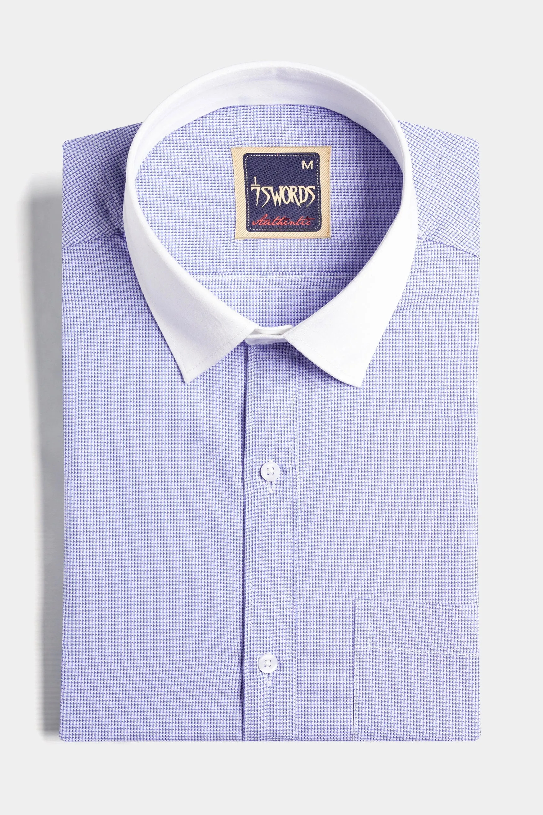 7swords-Amethyst Purple with White Collar and Cuffs Premium Cotton Shirt sold by French Crown