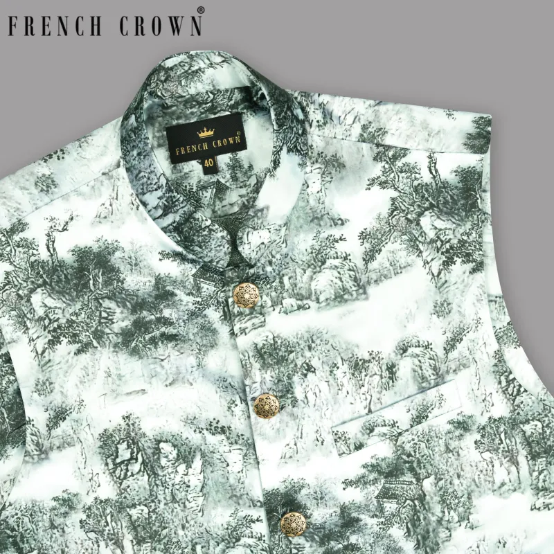 Bubble white Jingle Art Printed Super Soft Premium Designer Nehru jacket sold by French Crown