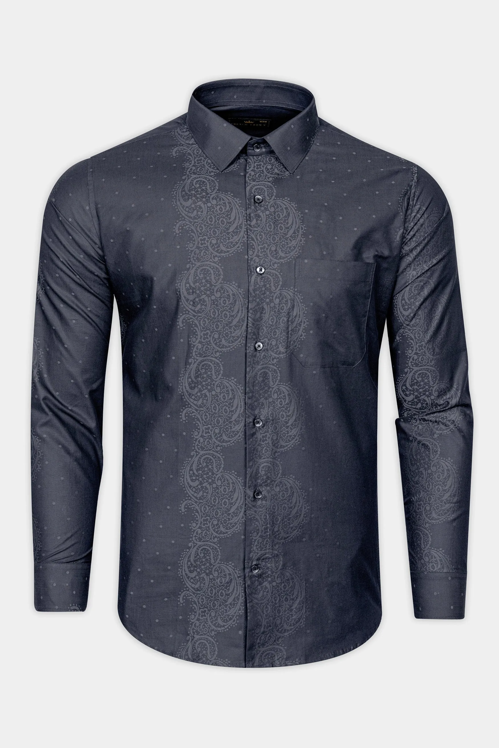 Trout Gray lack Paisley Jacquard Textured Premium Giza Cotton Shirt sold by French Crown product image thumbnail 4
