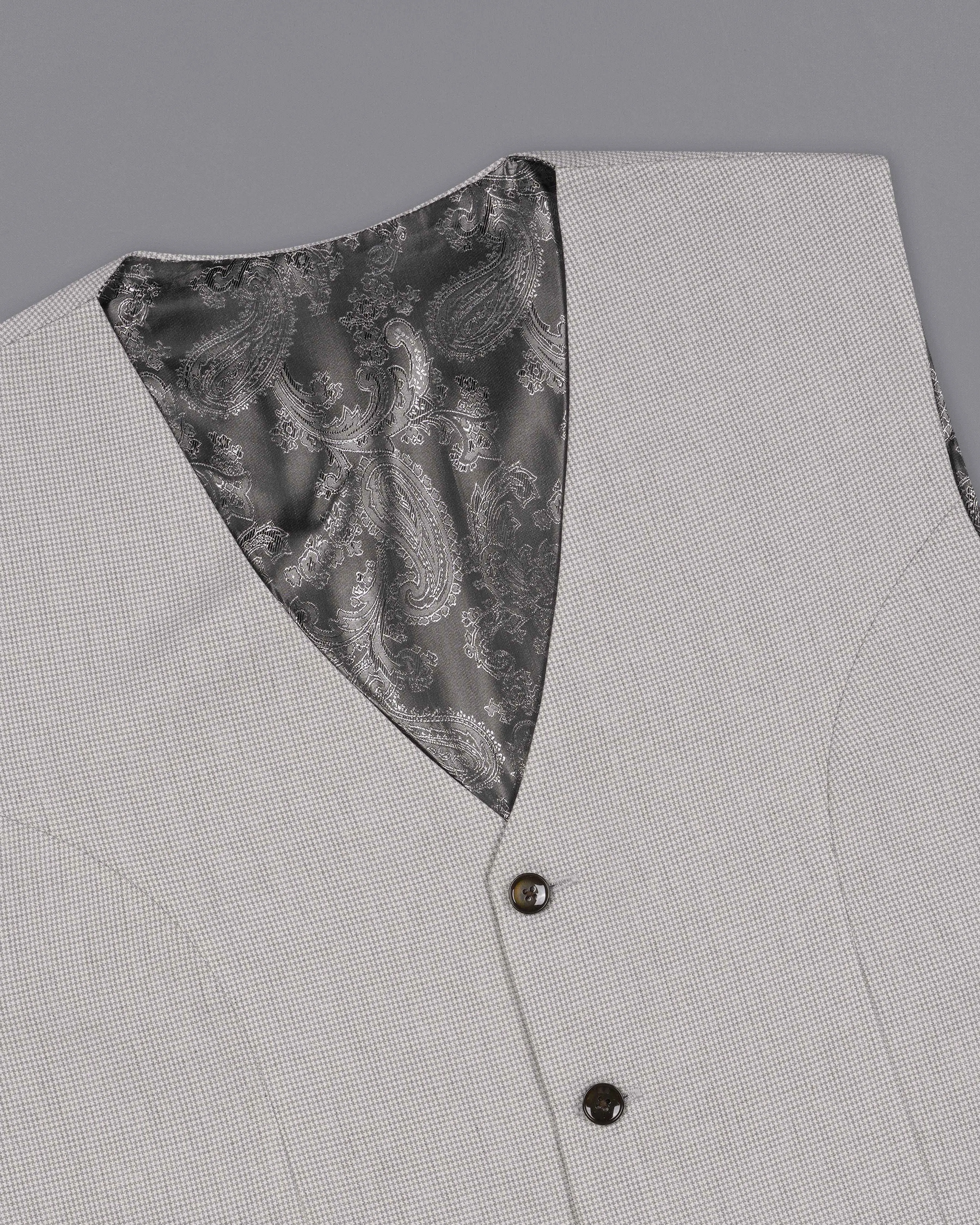 Pale Slate Gray Textured Waistcoat sold by French Crown product image thumbnail 4