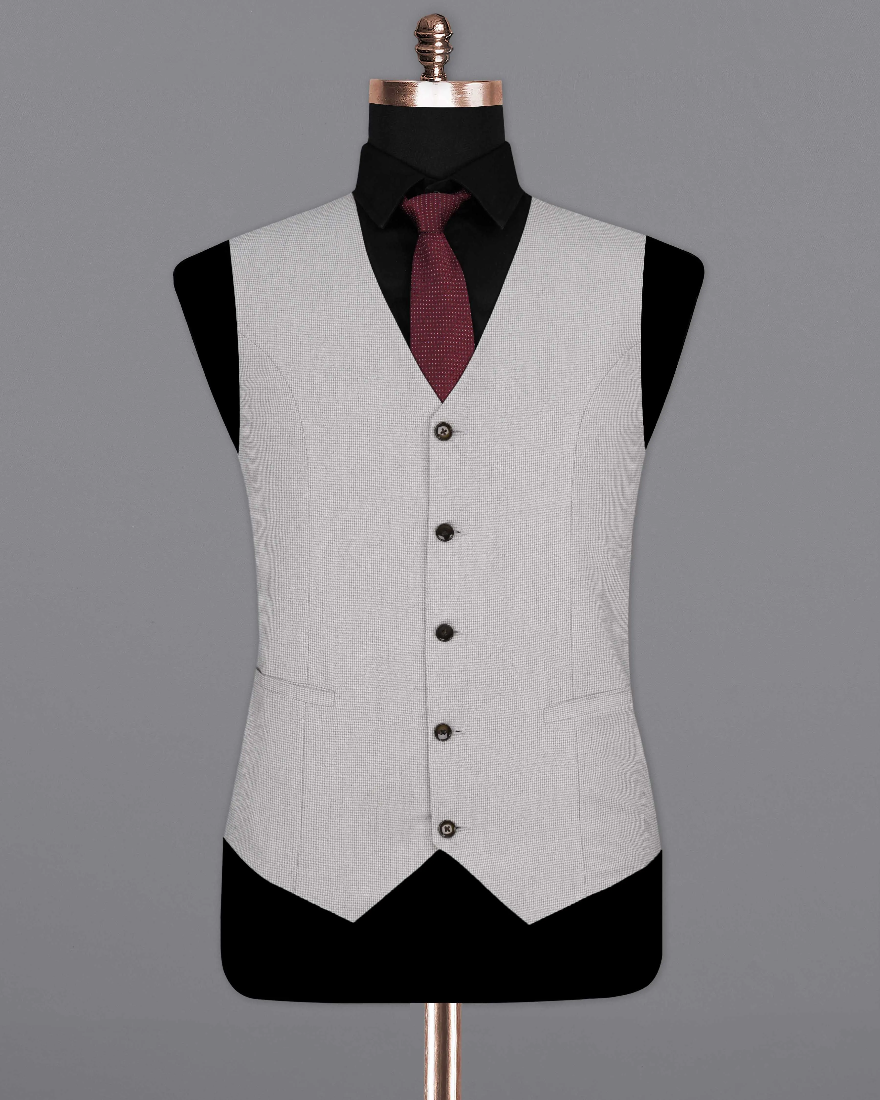 Pale Slate Gray Textured Waistcoat sold by French Crown product image thumbnail 2