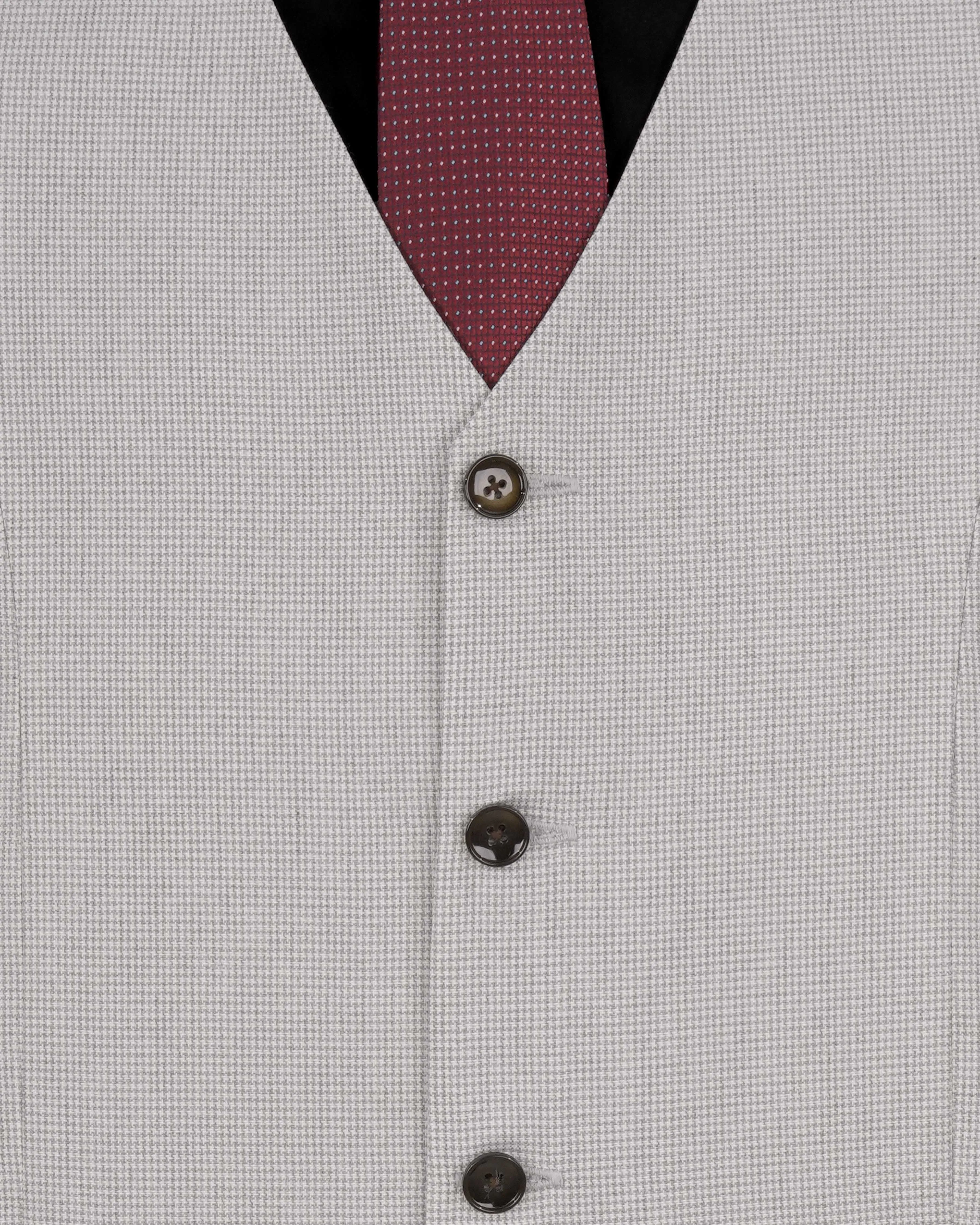 Pale Slate Gray Textured Waistcoat sold by French Crown product image thumbnail 5