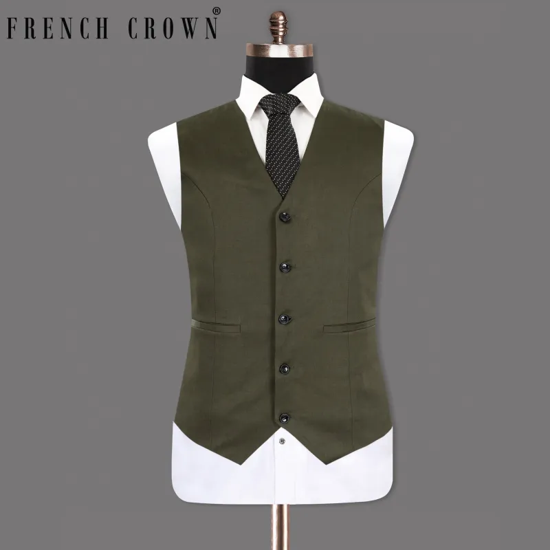 Hemlock Brown Stretchable Premium Cotton traveler Waistcoat sold by French Crown