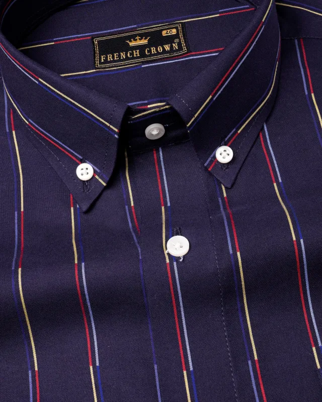 Comet Blue Multicolour Striped Royal Oxford Shirt sold by French Crown