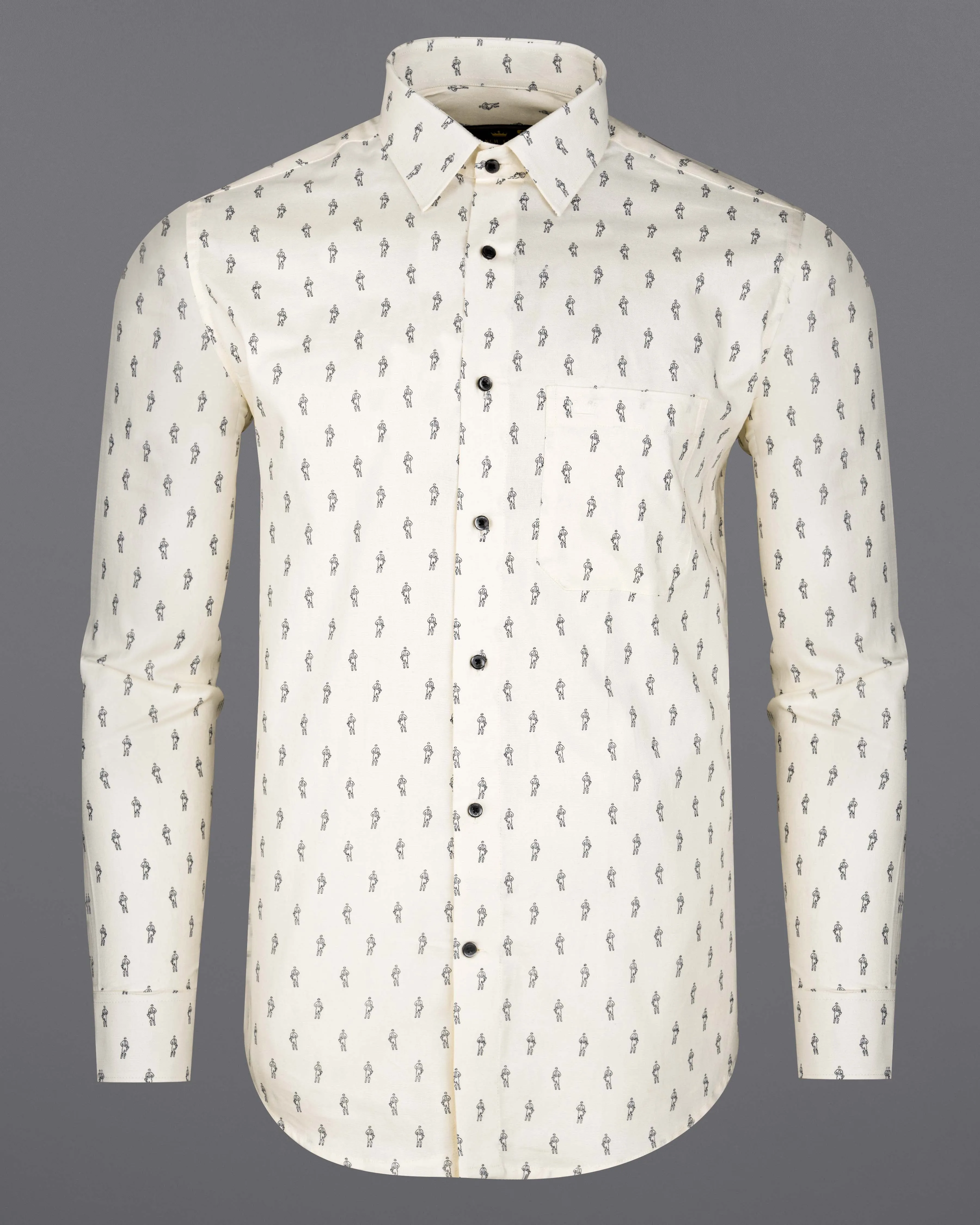 Antique Cream Printed Royal Oxford Shirt sold by French Crown product image thumbnail 5